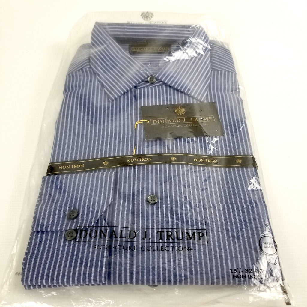 Donald J. Trump Signature Collection Buttoned Dress Shirt Blue Small 15.5 32/33