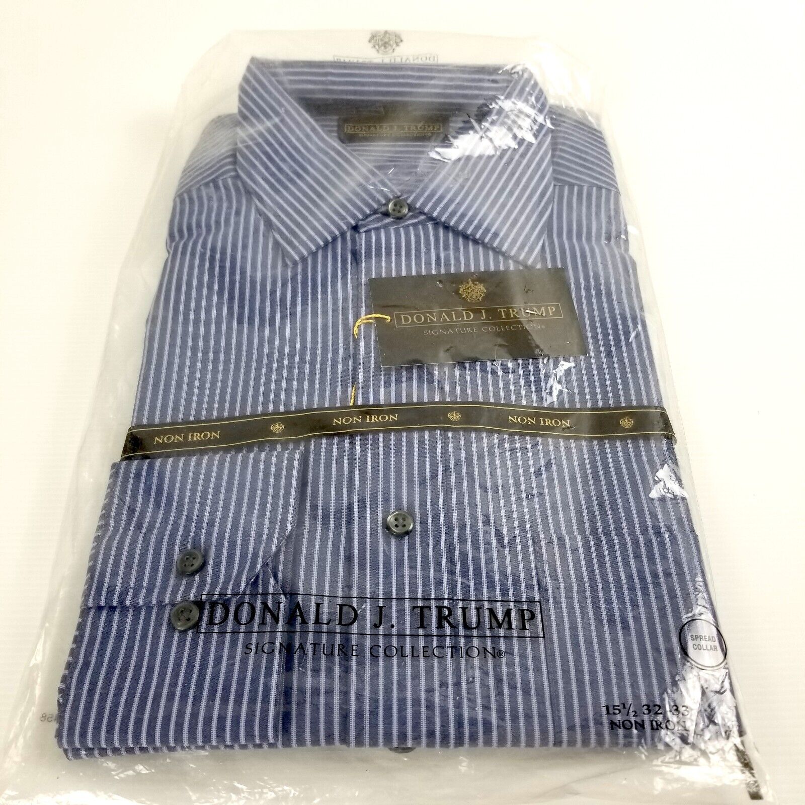 Donald J. Trump Signature Collection Buttoned Dress Shirt Blue Small 15.5 32/33