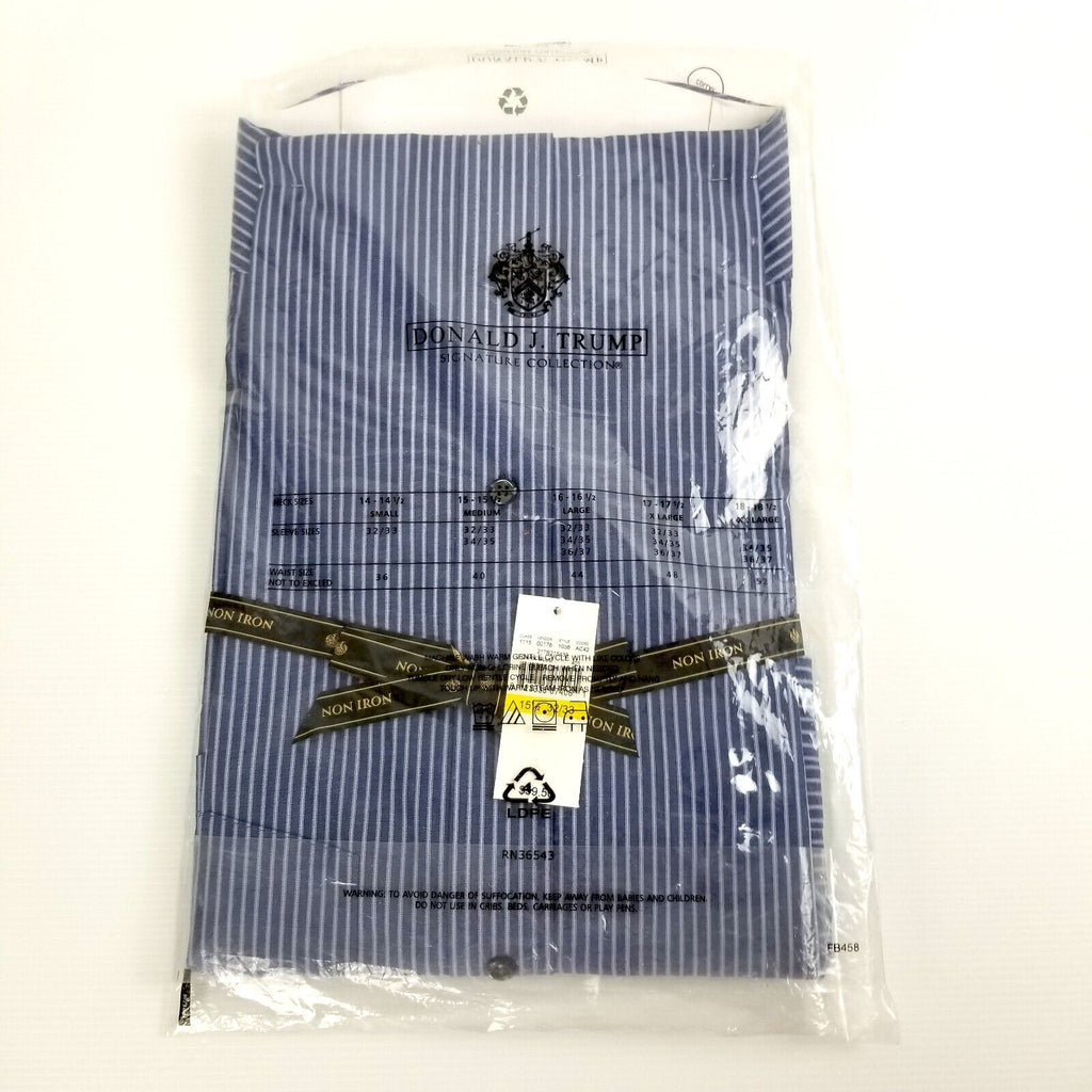 Donald J. Trump Signature Collection Buttoned Dress Shirt Blue Small 15.5 32/33
