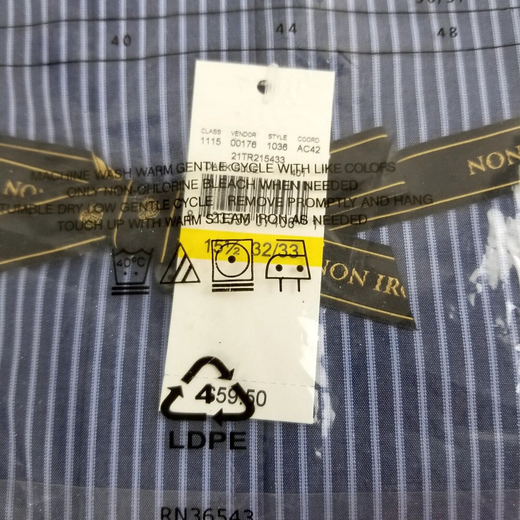 Donald J. Trump Signature Collection Buttoned Dress Shirt Blue Small 15.5 32/33