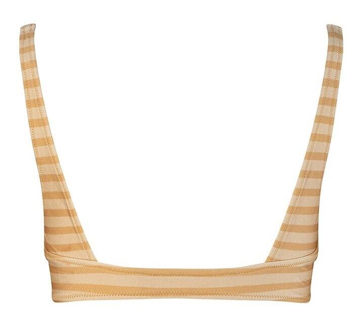 Tigerlily Women's Size M Verena Bianca Bra Top Swimwear Taupe Stripe Yellow Gold