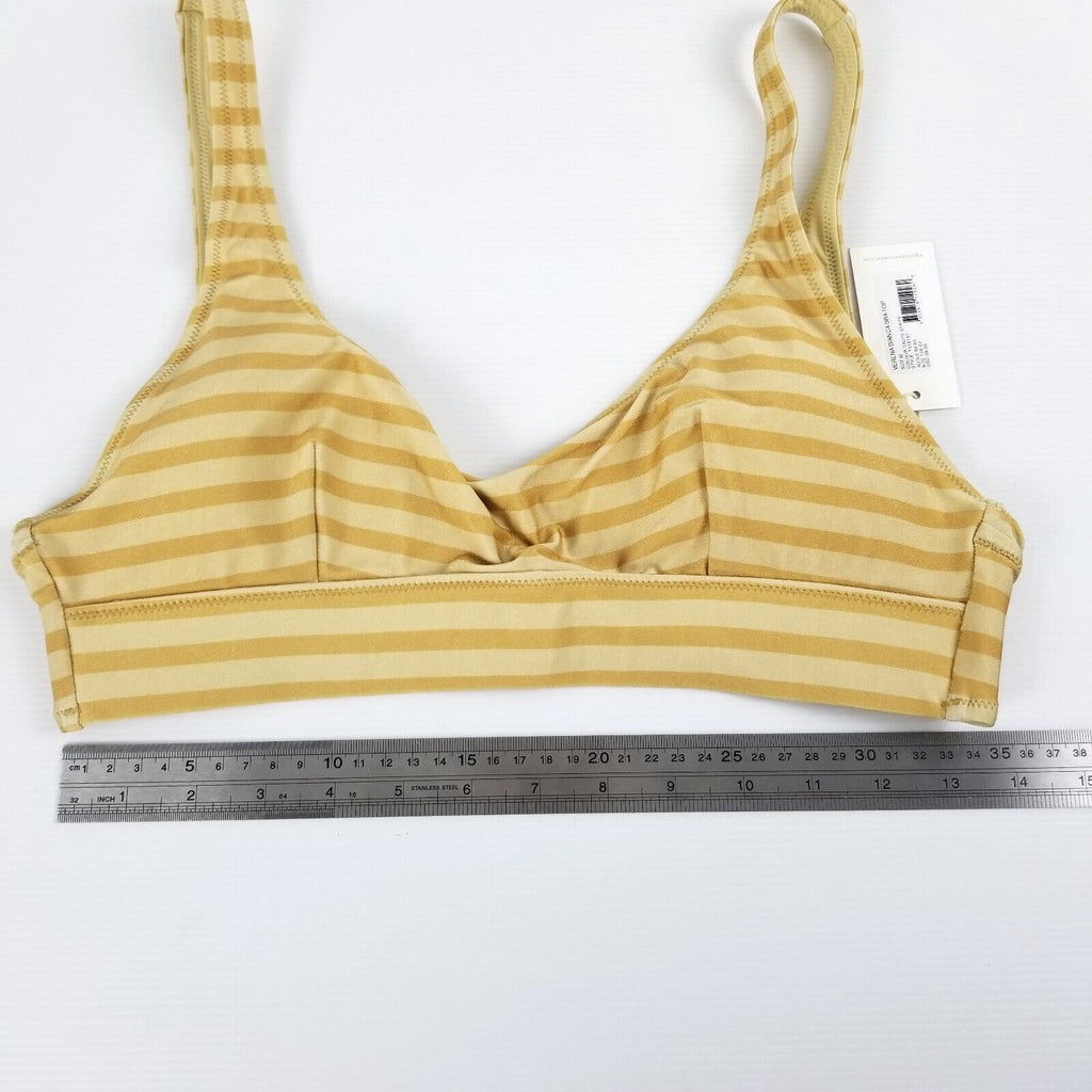 Tigerlily Women's Size M Verena Bianca Bra Top Swimwear Taupe Stripe Yellow Gold