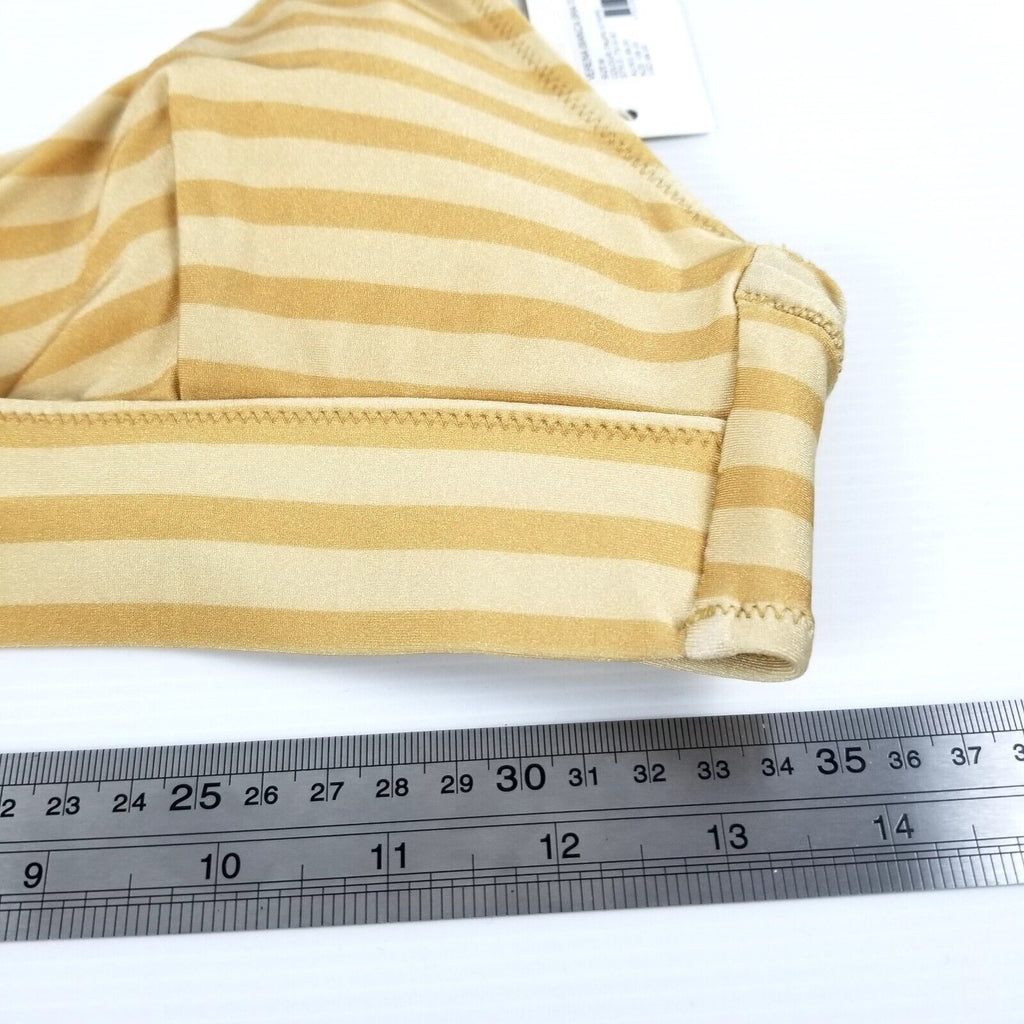 Tigerlily Women's Size M Verena Bianca Bra Top Swimwear Taupe Stripe Yellow Gold