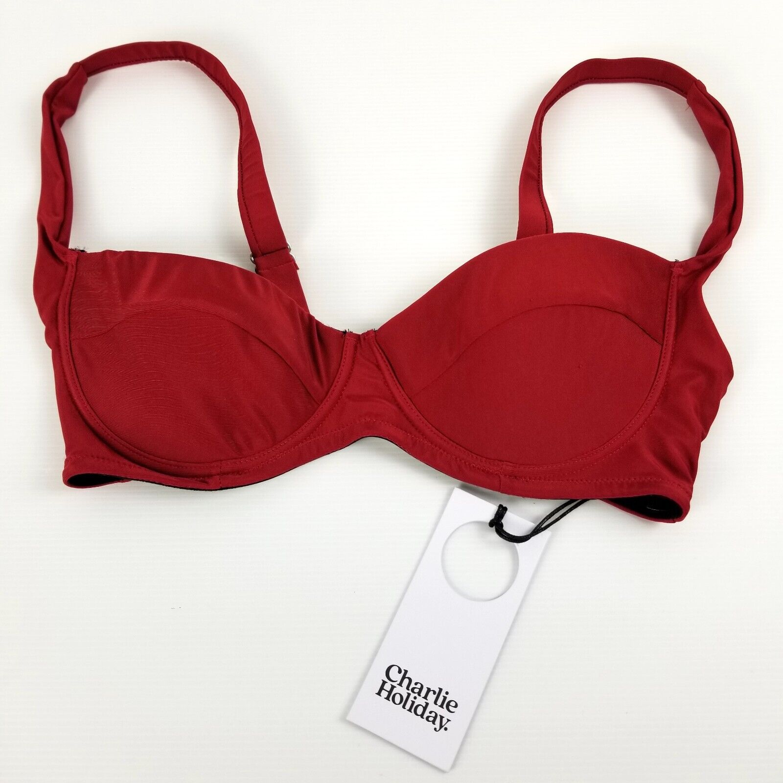 Charlie Holiday Women's Size 10 Capri Bra Swimwear Top Mulberry Red NWT US 6