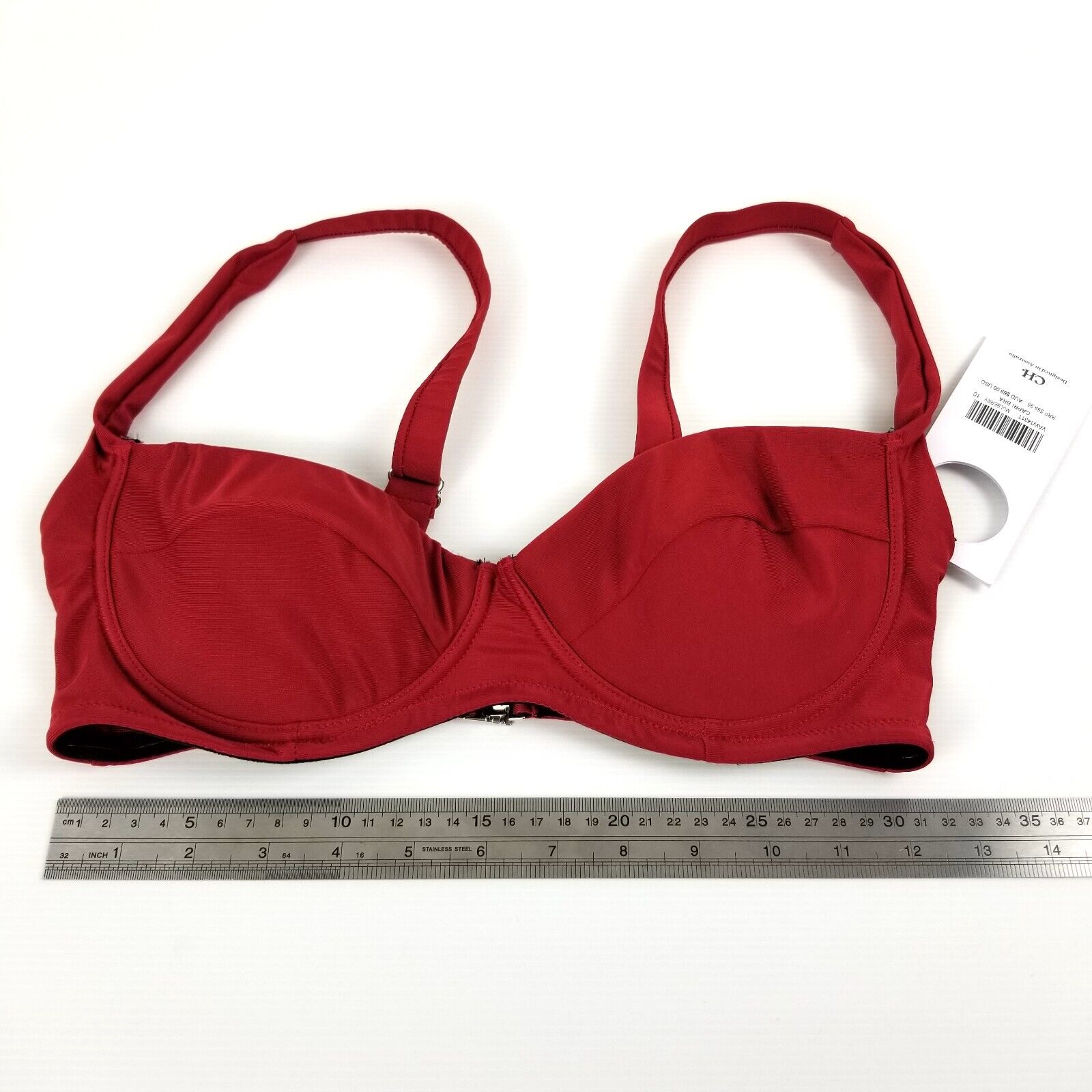 Charlie Holiday Women's Size 10 Capri Bra Swimwear Top Mulberry Red NWT US 6