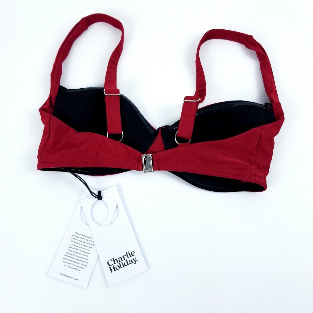 Charlie Holiday Women's Size 10 Capri Bra Swimwear Top Mulberry Red NWT US 6