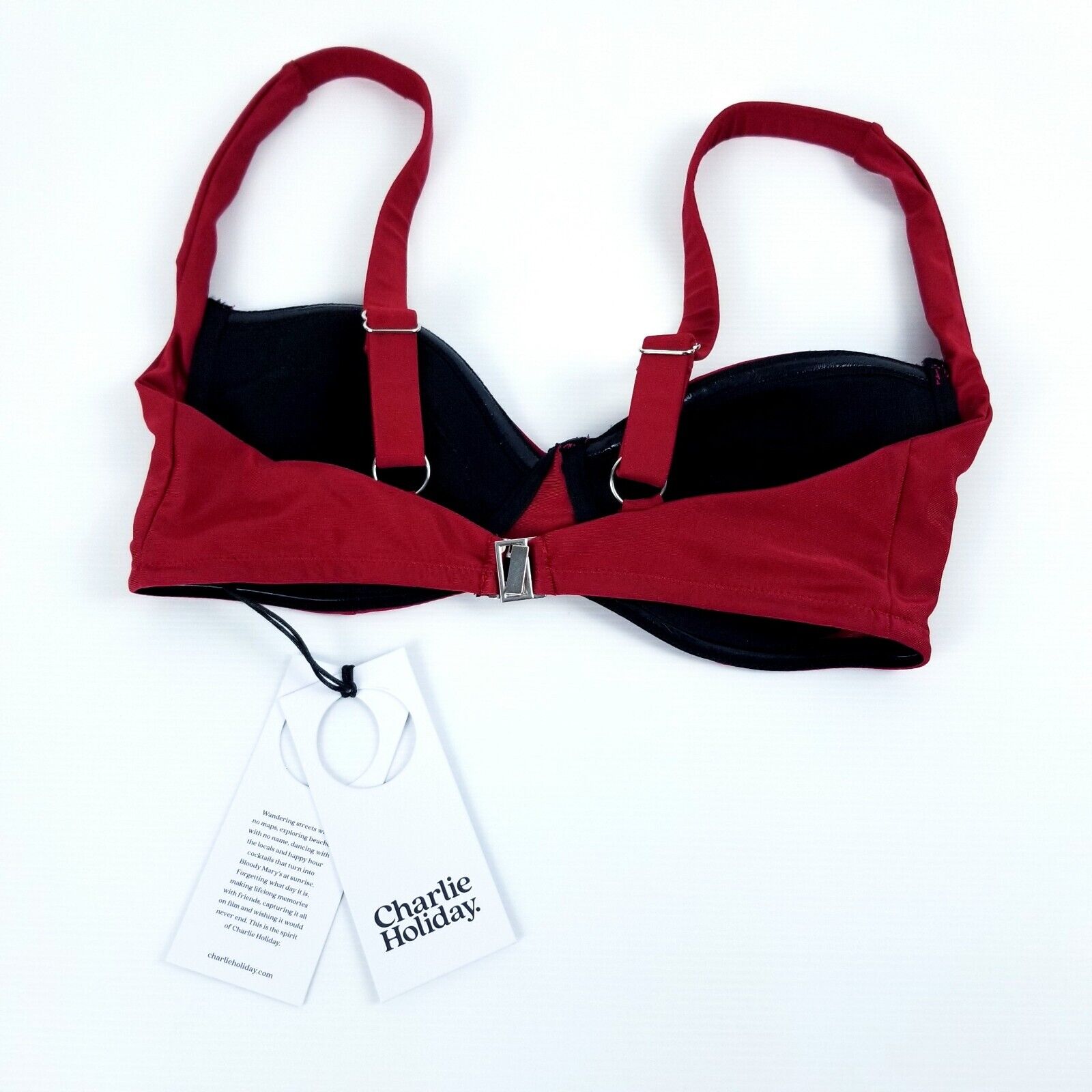 Charlie Holiday Women's Size 10 Capri Bra Swimwear Top Mulberry Red NWT US 6