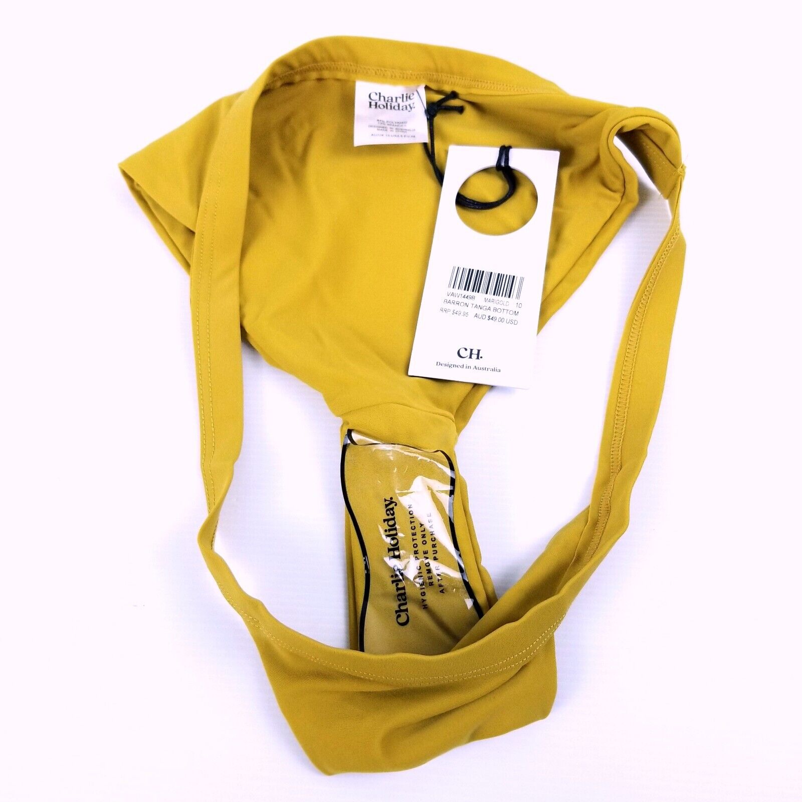 Charlie Holiday Women's 10 Capri Bra Barron Tanga Bikini Bottom Marigold Yellow
