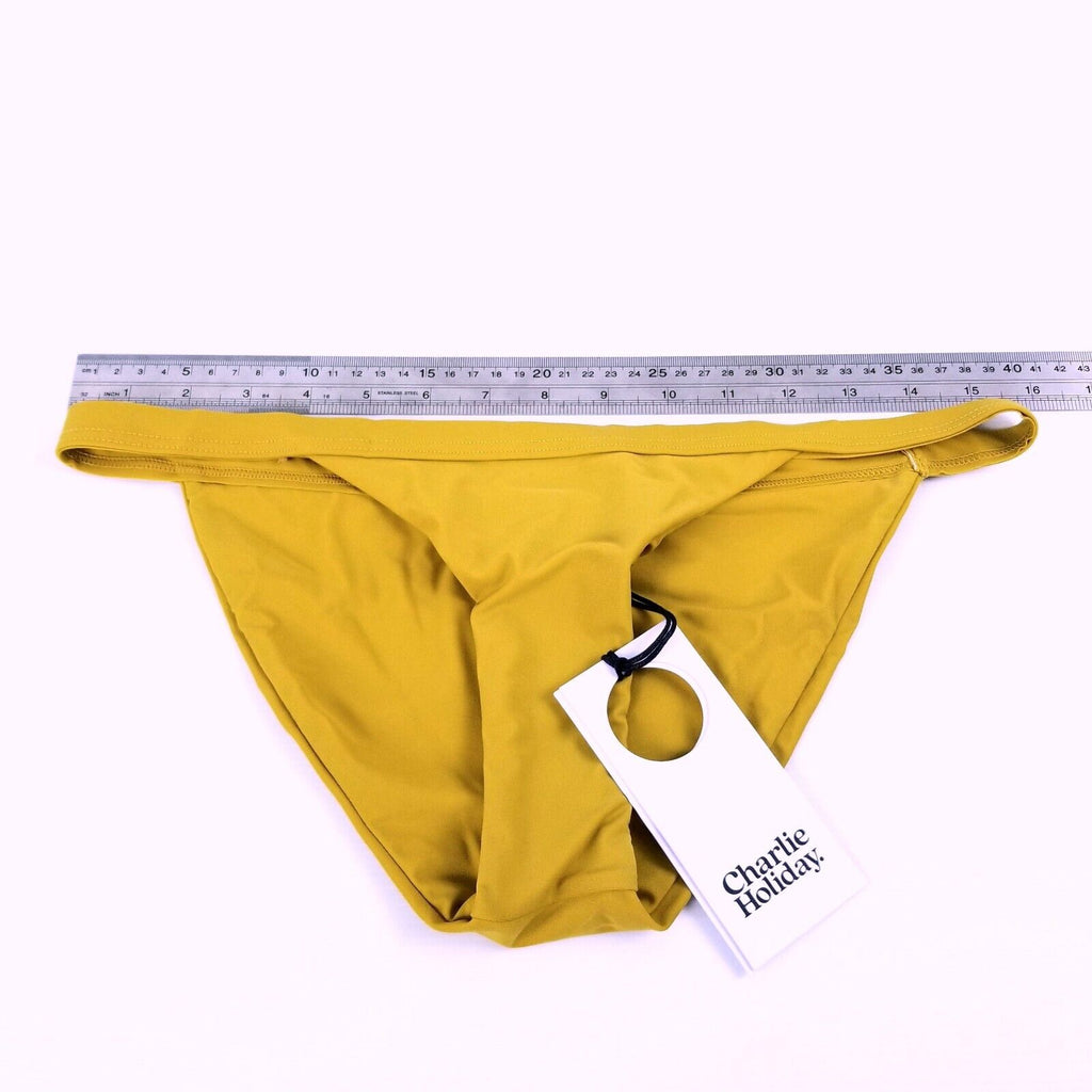 Charlie Holiday Women's 10 Capri Bra Barron Tanga Bikini Bottom Marigold Yellow
