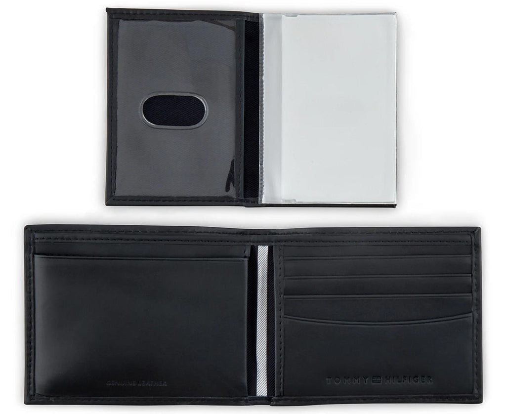 Tommy Hilfiger Men's Bifold Leather Wallet Billfold Navy Dore Blue New Gift Box