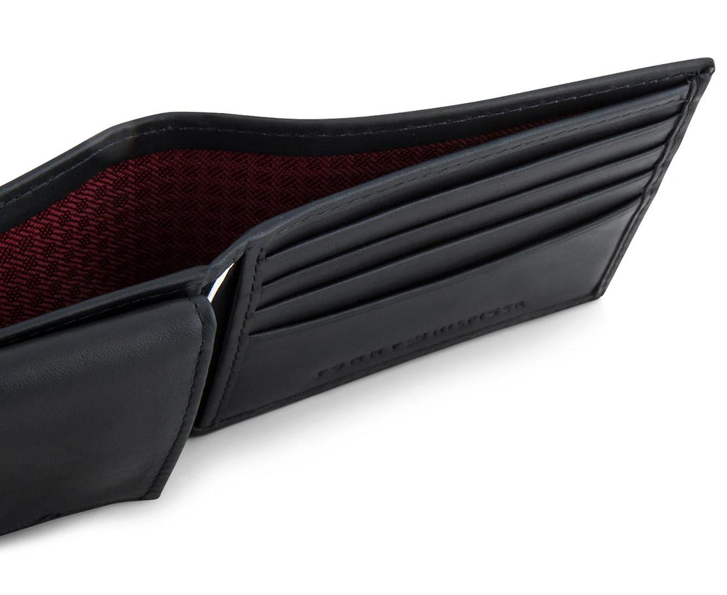 Tommy Hilfiger Men's Bifold Leather Wallet Billfold Navy Dore Blue New Gift Box