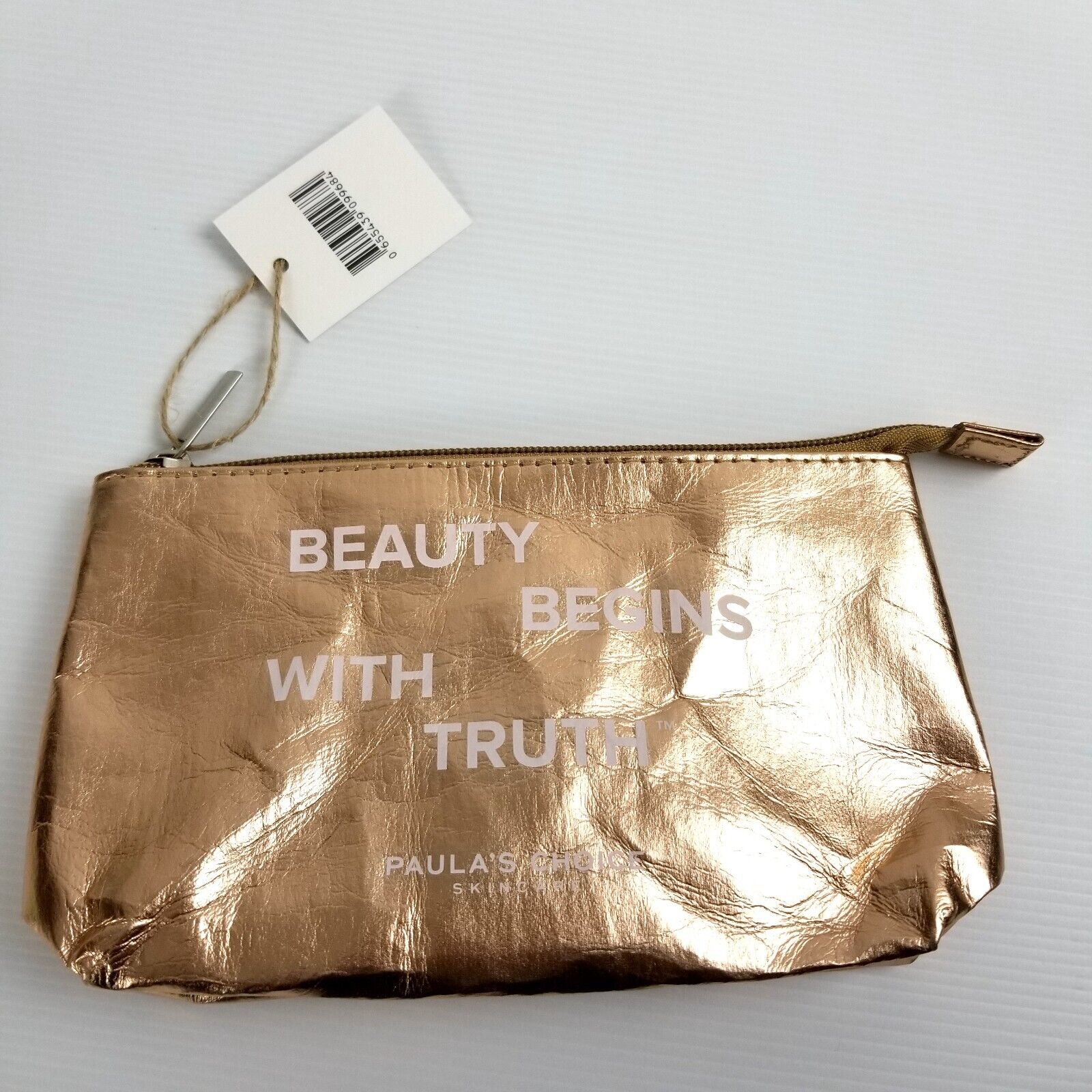 Paula's Choice Cosmetics Bag Rose Gold Limited Edition Crinkled Texture Makeup