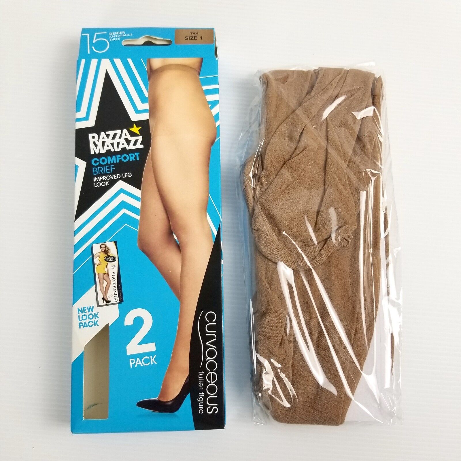 2pc Women's Vintage Razzamatazz Kolotex Tan Full Knee High Sheer Stockings New