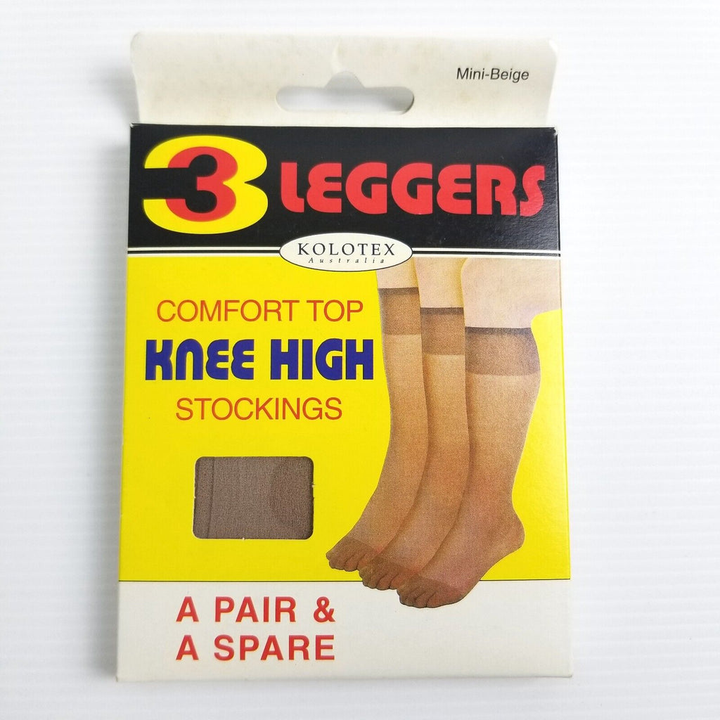 2pc Women's Vintage Razzamatazz Kolotex Tan Full Knee High Sheer Stockings New