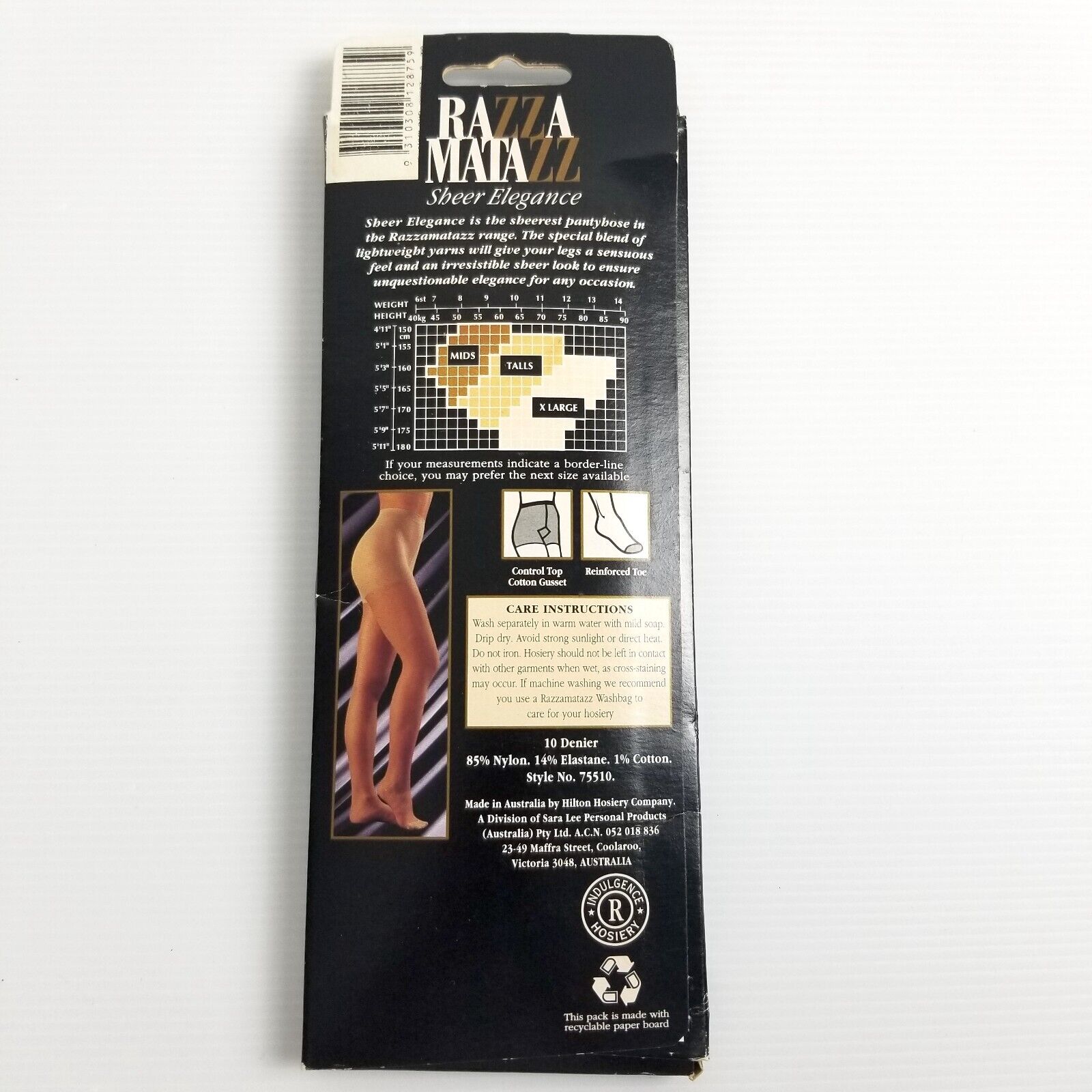 Vintage Razzamatazz Sheer Elegance Ultra Sheer Pantyhose Soft Tan (Brazen) Mids