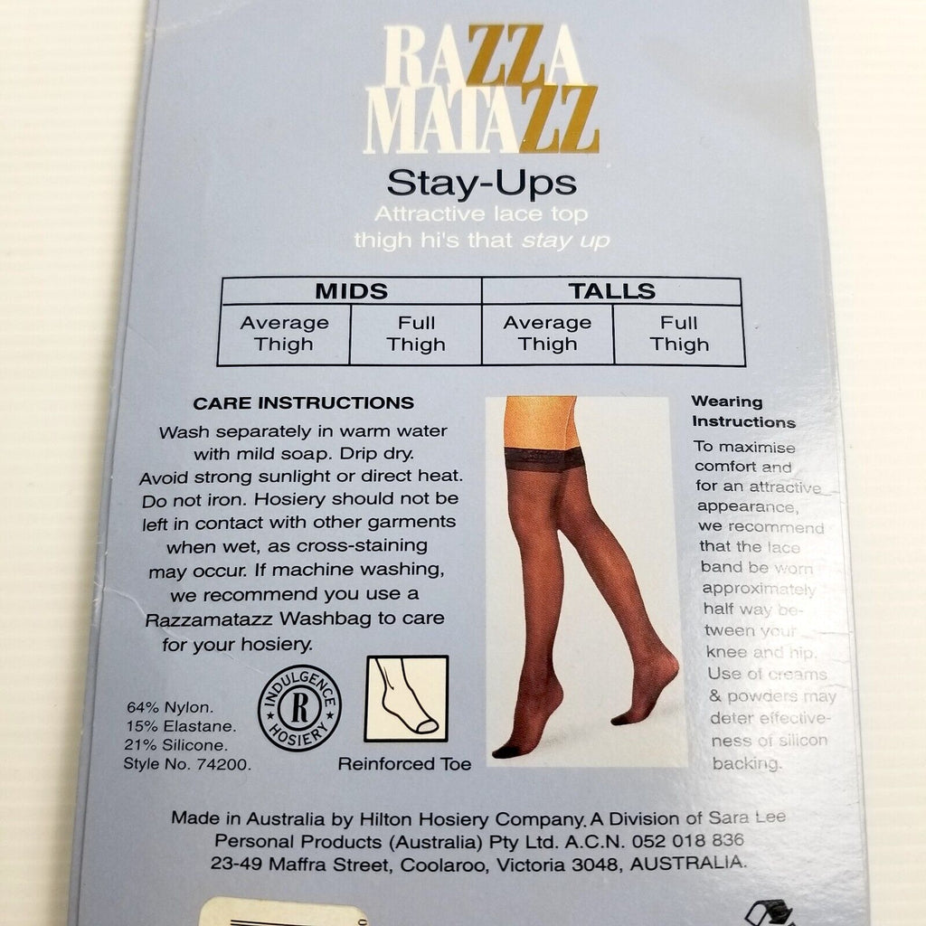 2pc Vintage Stockings Bundle: Black Razzamatazz Stay-Ups + Lace Top Thigh Highs