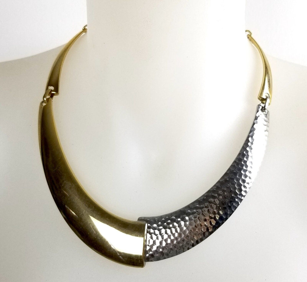 14th & Union Mixed Metal Crescent Necklace Gold & Silver-Tone Statement Jewelry