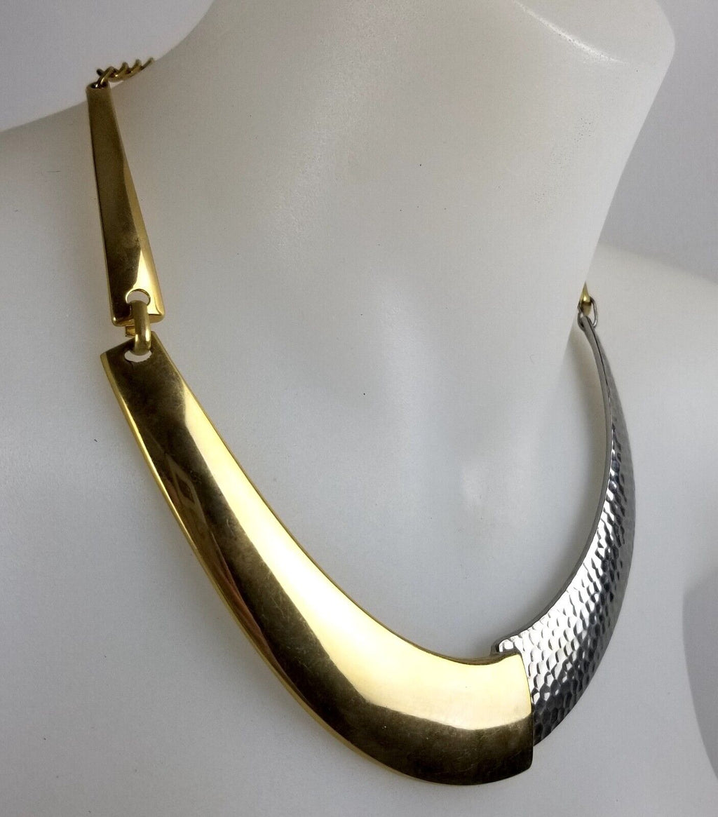 14th & Union Mixed Metal Crescent Necklace Gold & Silver-Tone Statement Jewelry