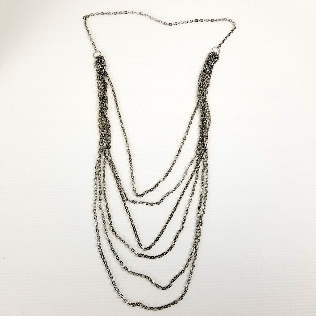 Simple Layered Silver Chain Necklace Multi-Chain Statement Minimalist Jewellery