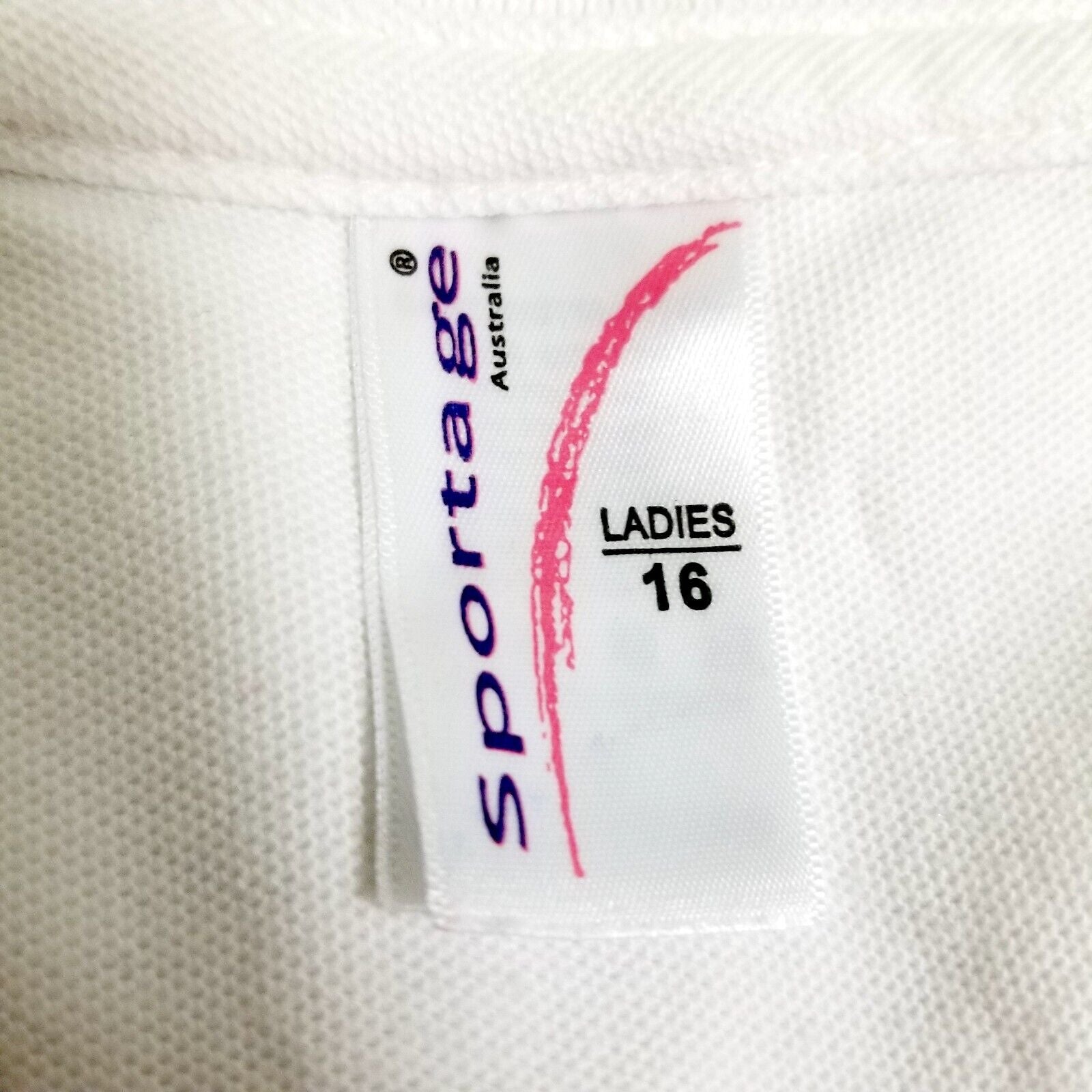 Women’s 16 White Polo Shirt my workspace 100% Cotton Short Sleeve Tee Top Golf