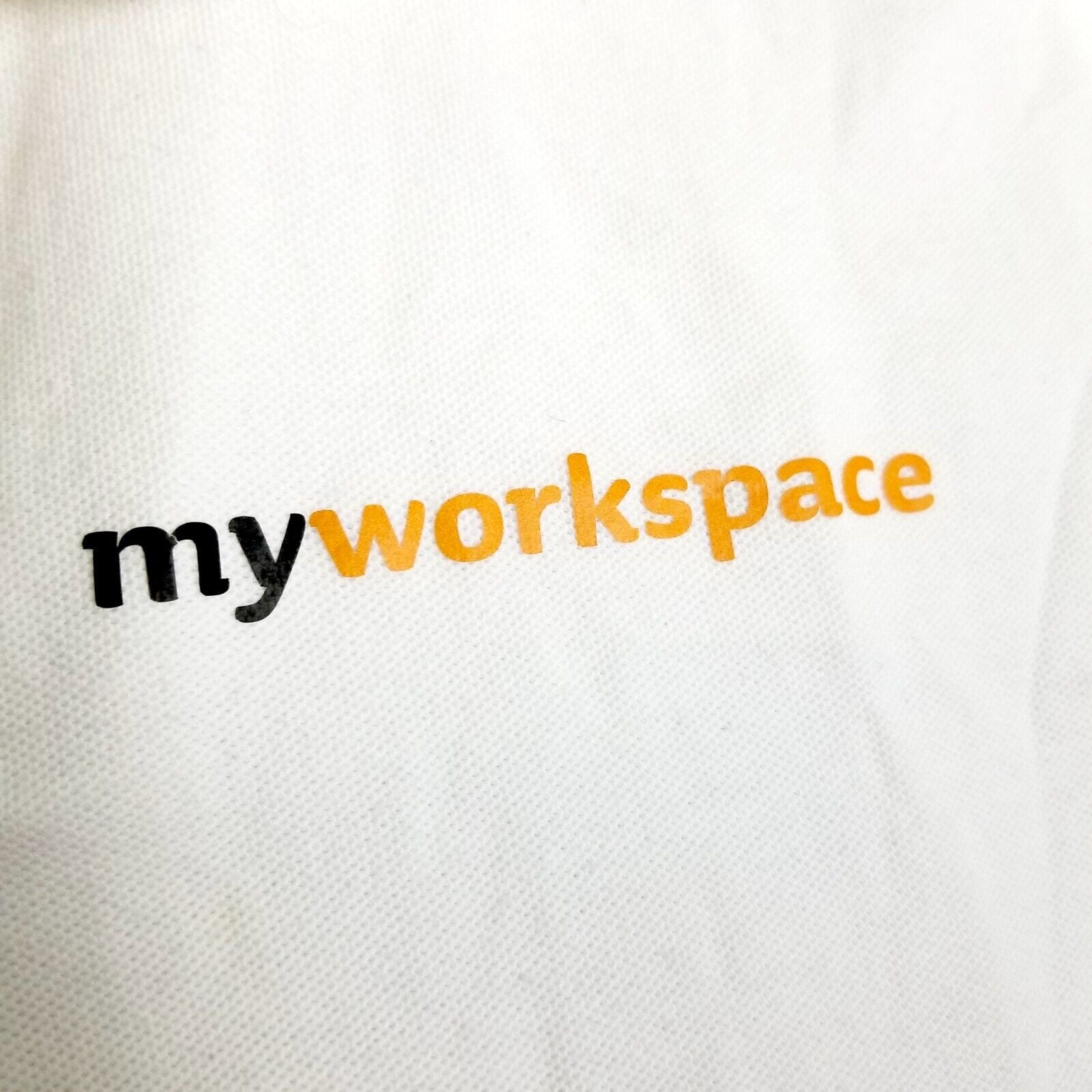 Women’s 16 White Polo Shirt my workspace 100% Cotton Short Sleeve Tee Top Golf