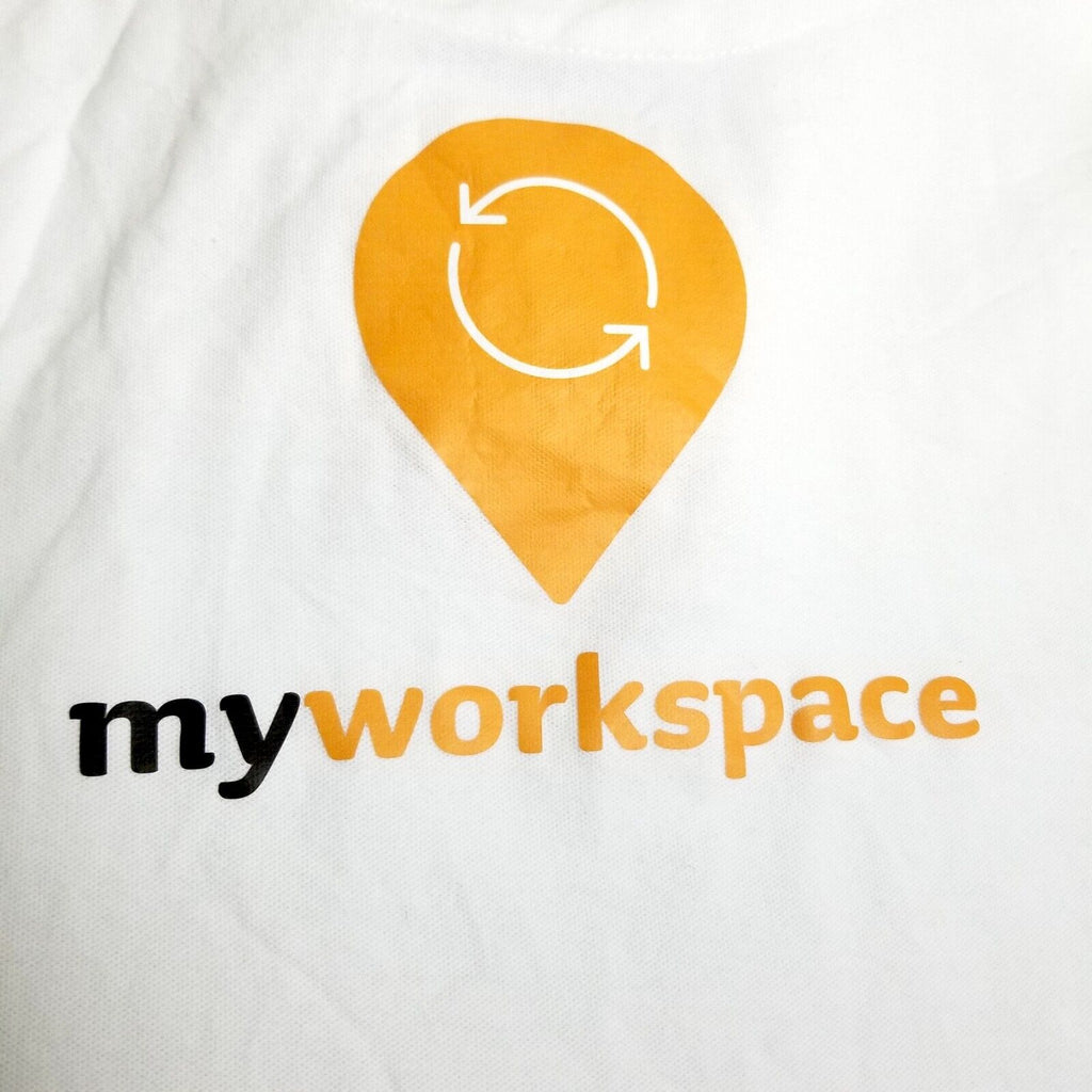 Women’s 16 White Polo Shirt my workspace 100% Cotton Short Sleeve Tee Top Golf