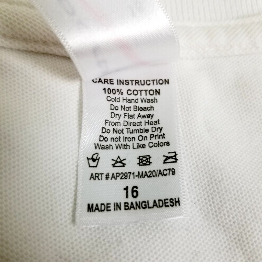 Women’s 16 White Polo Shirt my workspace 100% Cotton Short Sleeve Tee Top Golf