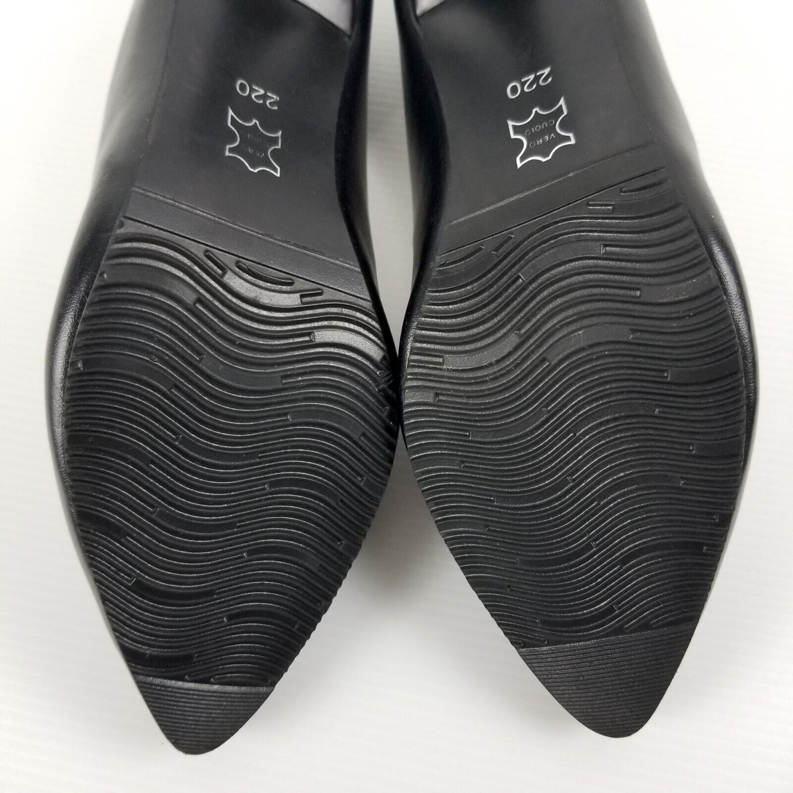 Women's AU 4 Black Faux Leather Pointed Toe Kitten Heels Anti-Slip Work Office
