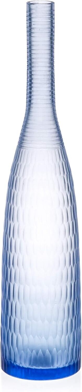 Casa Uno Handblown Grotto Azure Glass Bud Vase, Light Blue, 28cm Boho Retro