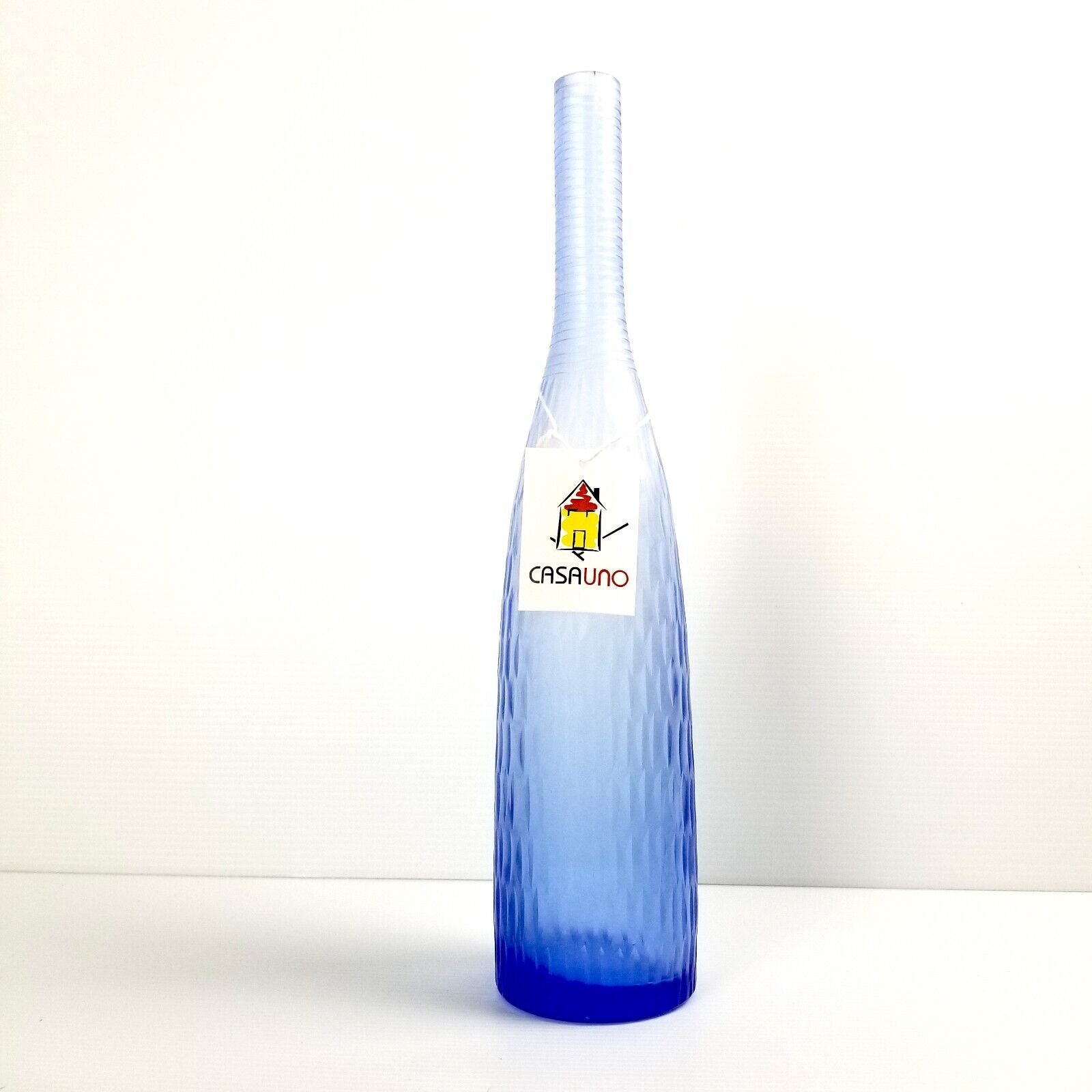 Casa Uno Handblown Grotto Azure Glass Bud Vase, Light Blue, 28cm Boho Retro