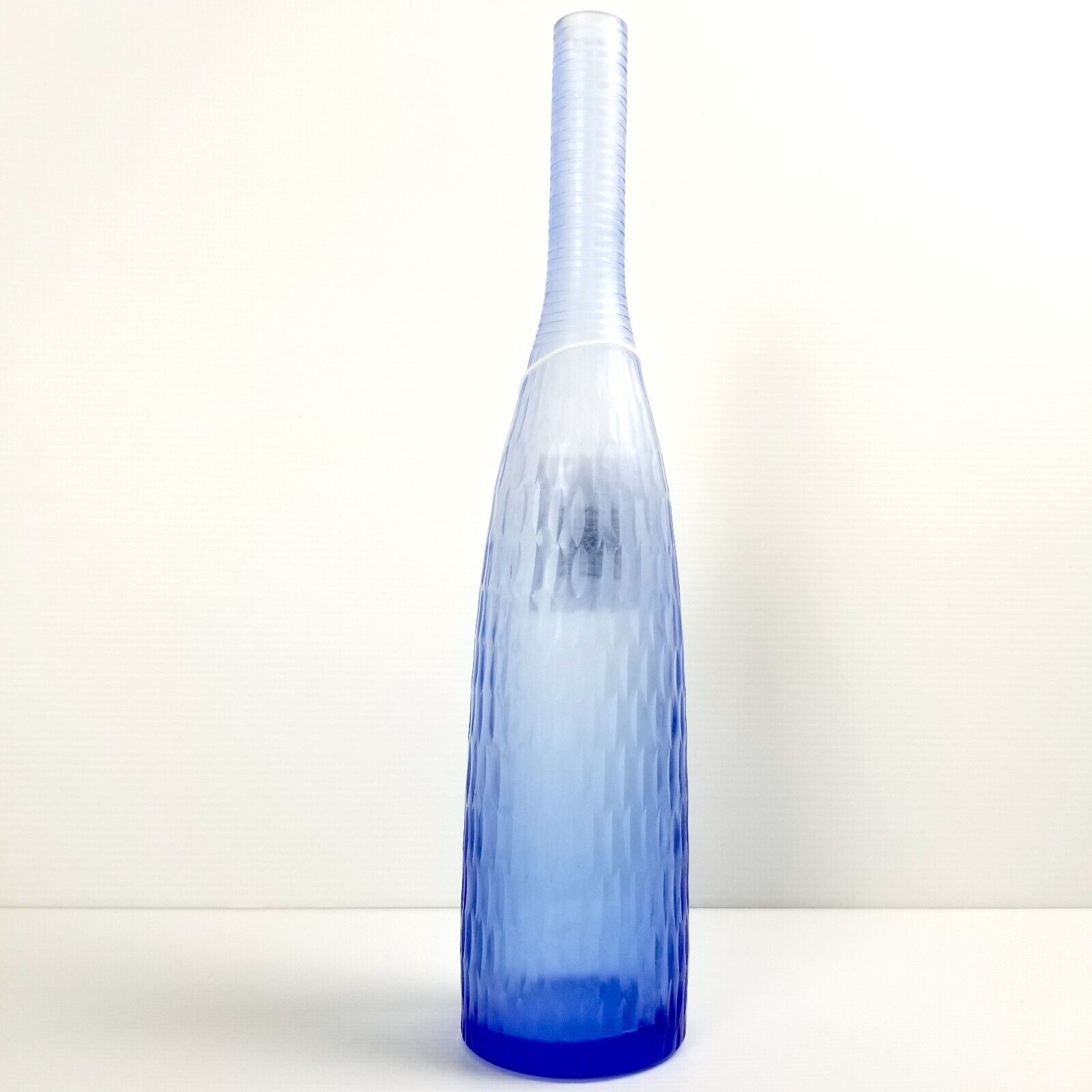 Casa Uno Handblown Grotto Azure Glass Bud Vase, Light Blue, 28cm Boho Retro