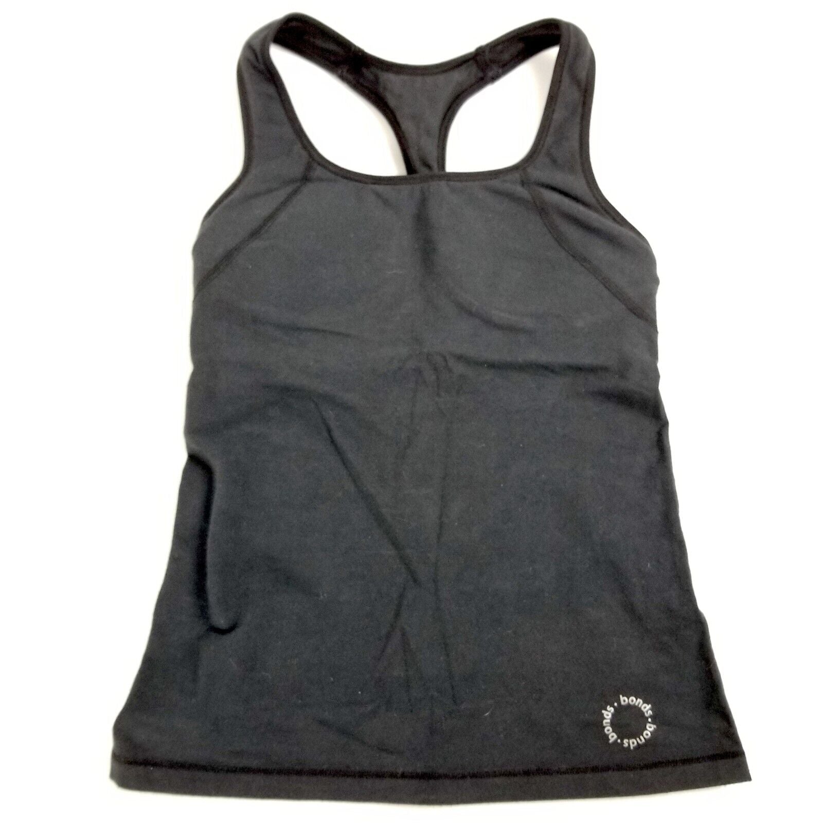 Bonds Size 4-6 Black Sports Top with Built-In Padded Bra Activewear Yoga Gym
