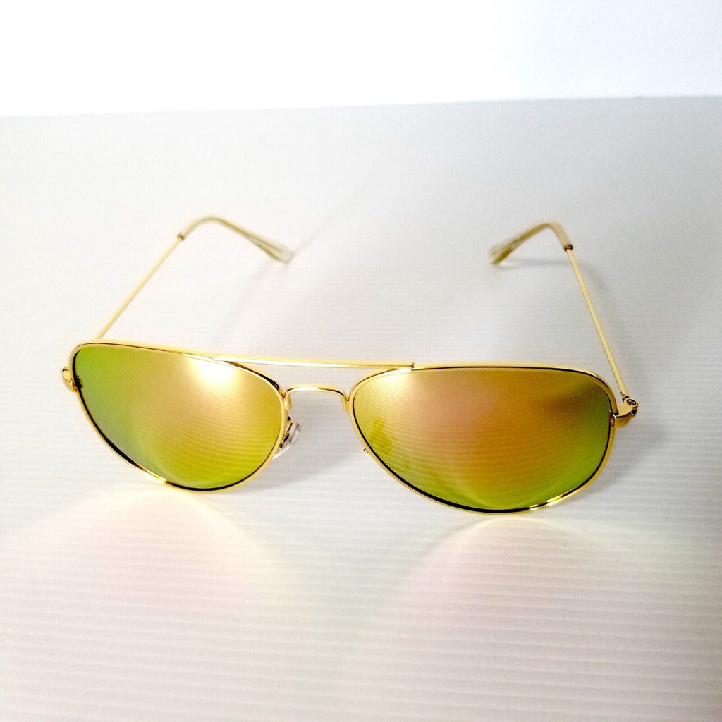 Kingseven Aviator Polarised Sunglasses Gold Frame Reflective Lens Lightweight