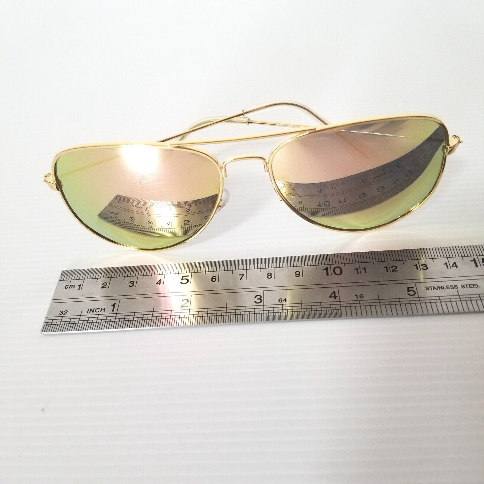 Kingseven Aviator Polarised Sunglasses Gold Frame Reflective Lens Lightweight