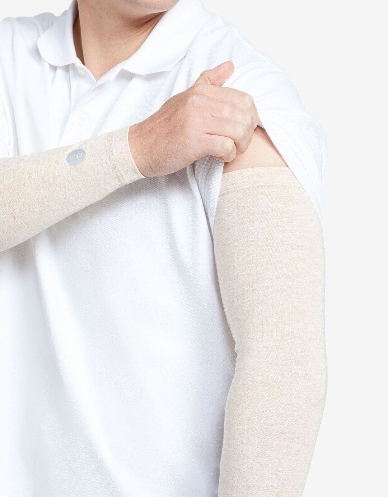 Solbari Arm Sleeves L/XL Oatmeal Beige UPF 50+ Sensitive Sun Protection Clothing