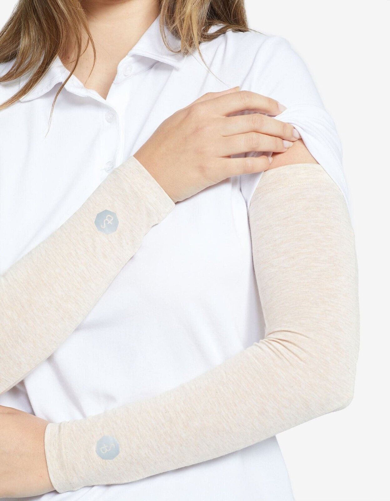 Solbari Arm Sleeves L/XL Oatmeal Beige UPF 50+ Sensitive Sun Protection Clothing