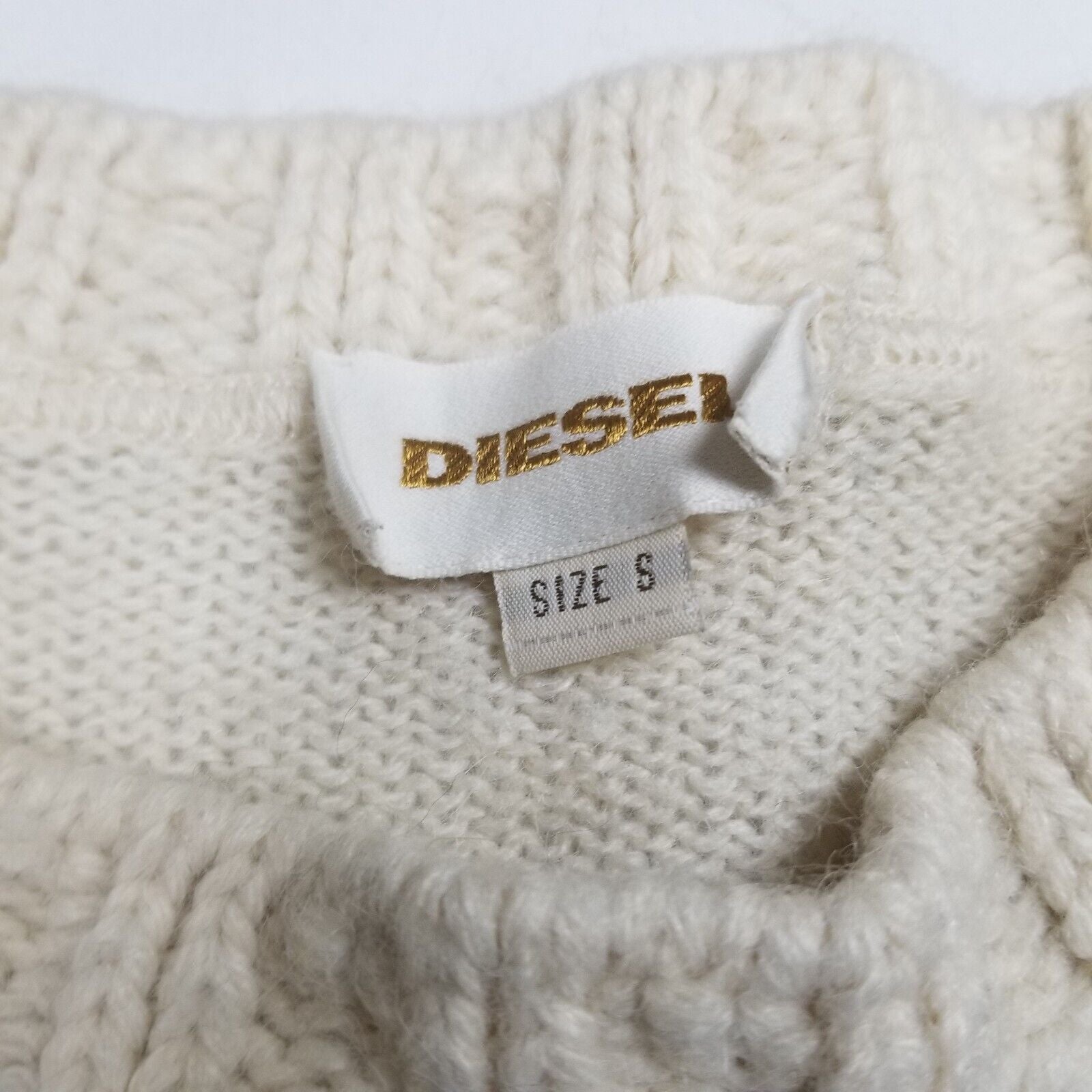 Diesel Knitwear Women's S Alpaca Wool Jumper Christmas Xmas White Blue Sweater