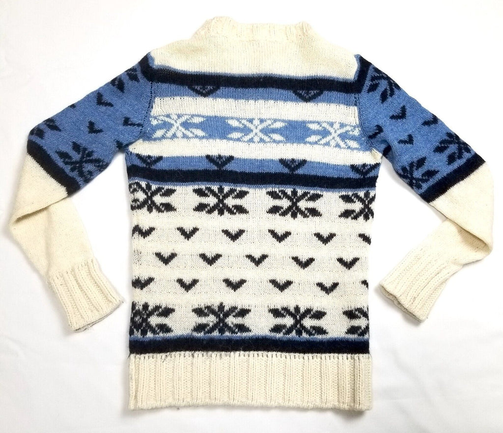 Diesel Knitwear Women's S Alpaca Wool Jumper Christmas Xmas White Blue Sweater