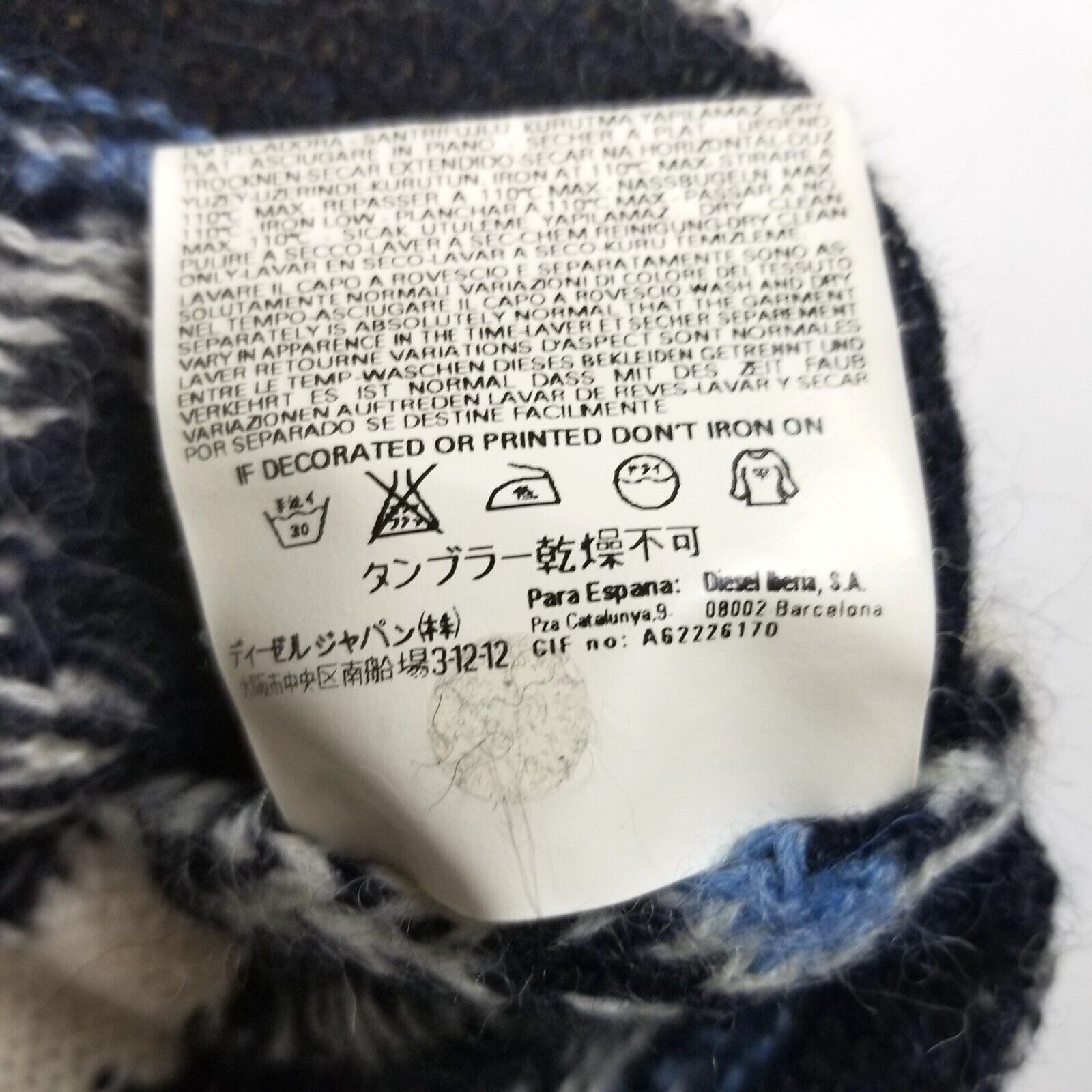 Diesel Knitwear Women's S Alpaca Wool Jumper Christmas Xmas White Blue Sweater