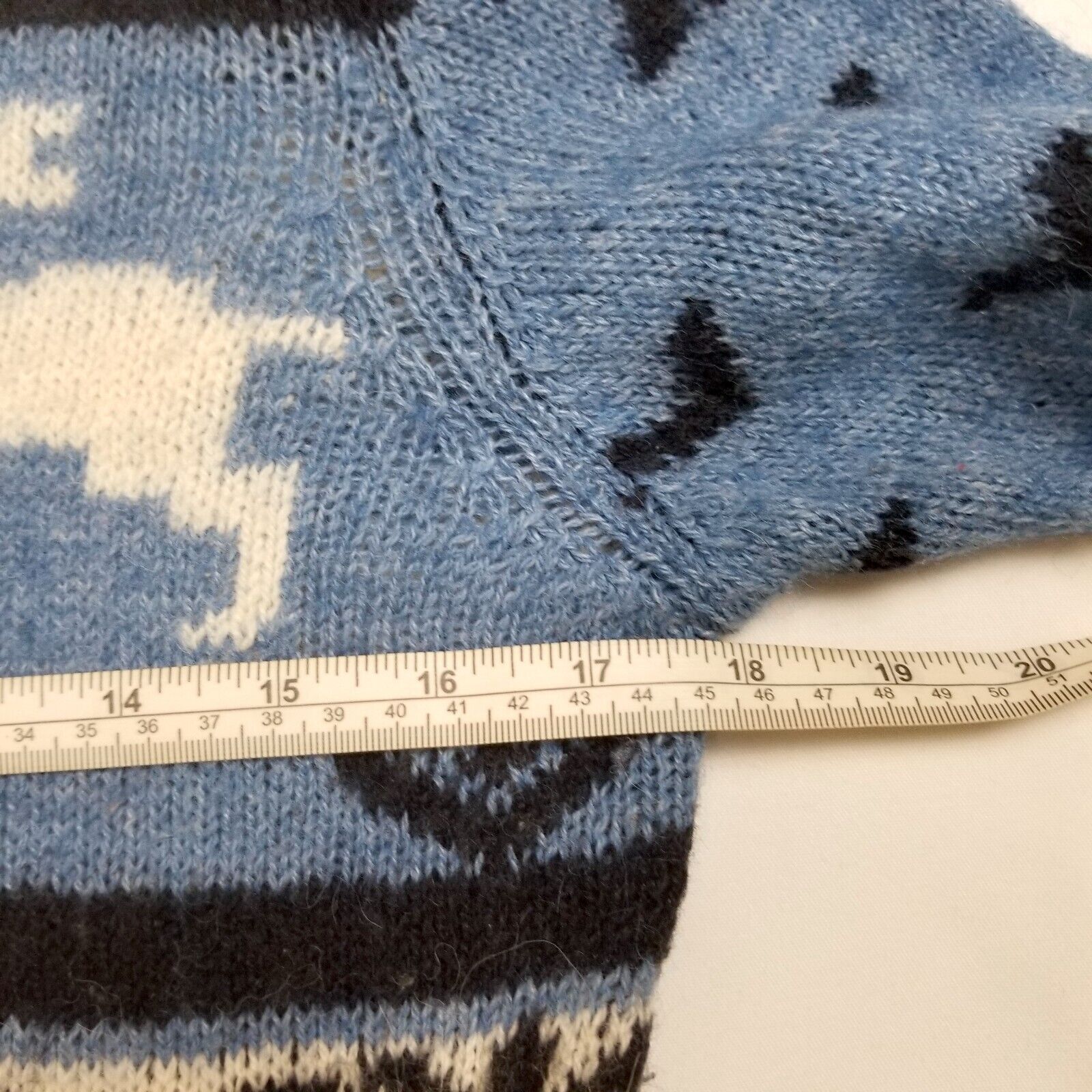 Diesel Knitwear Women's S Alpaca Wool Jumper Christmas Xmas White Blue Sweater