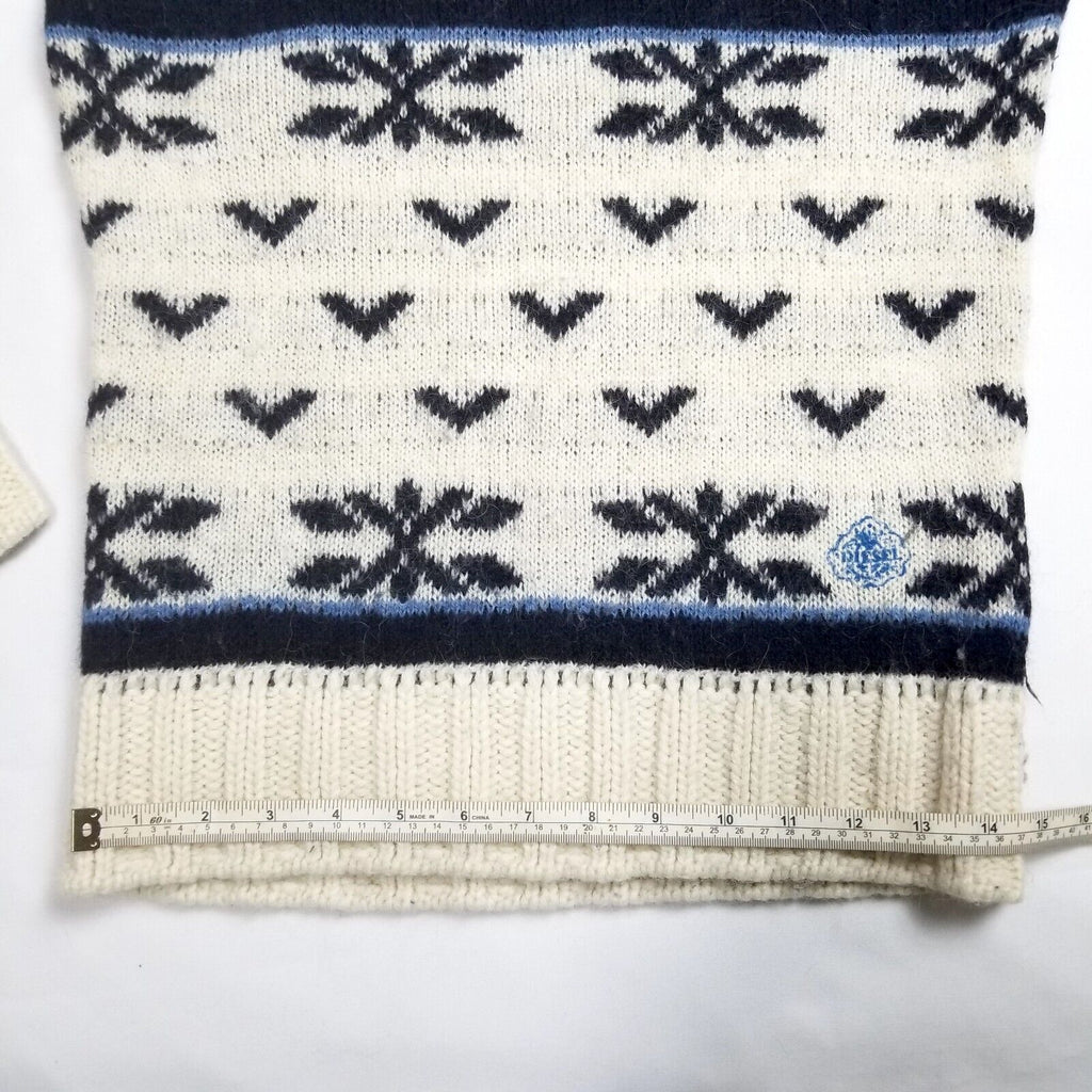 Diesel Knitwear Women's S Alpaca Wool Jumper Christmas Xmas White Blue Sweater