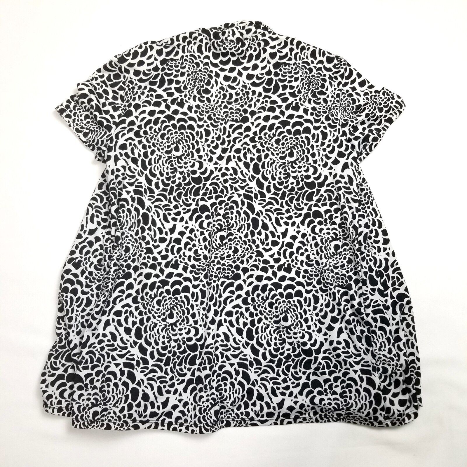 Notations Women's Small 2pc Cardi Short Sleeve Top Black White Non-Iron Workwear