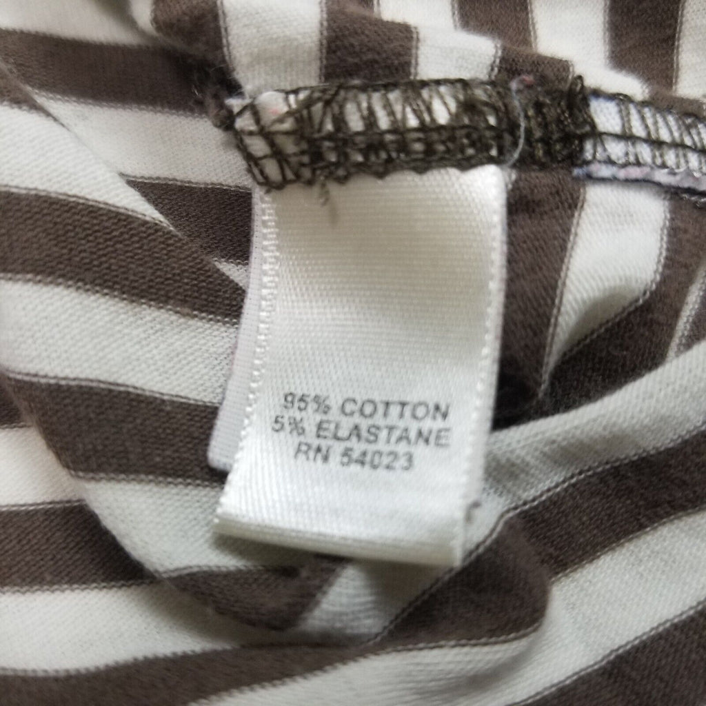 Banana Republic Women's Medium Short Sleeve Top Brown White Striped Casual Shirt