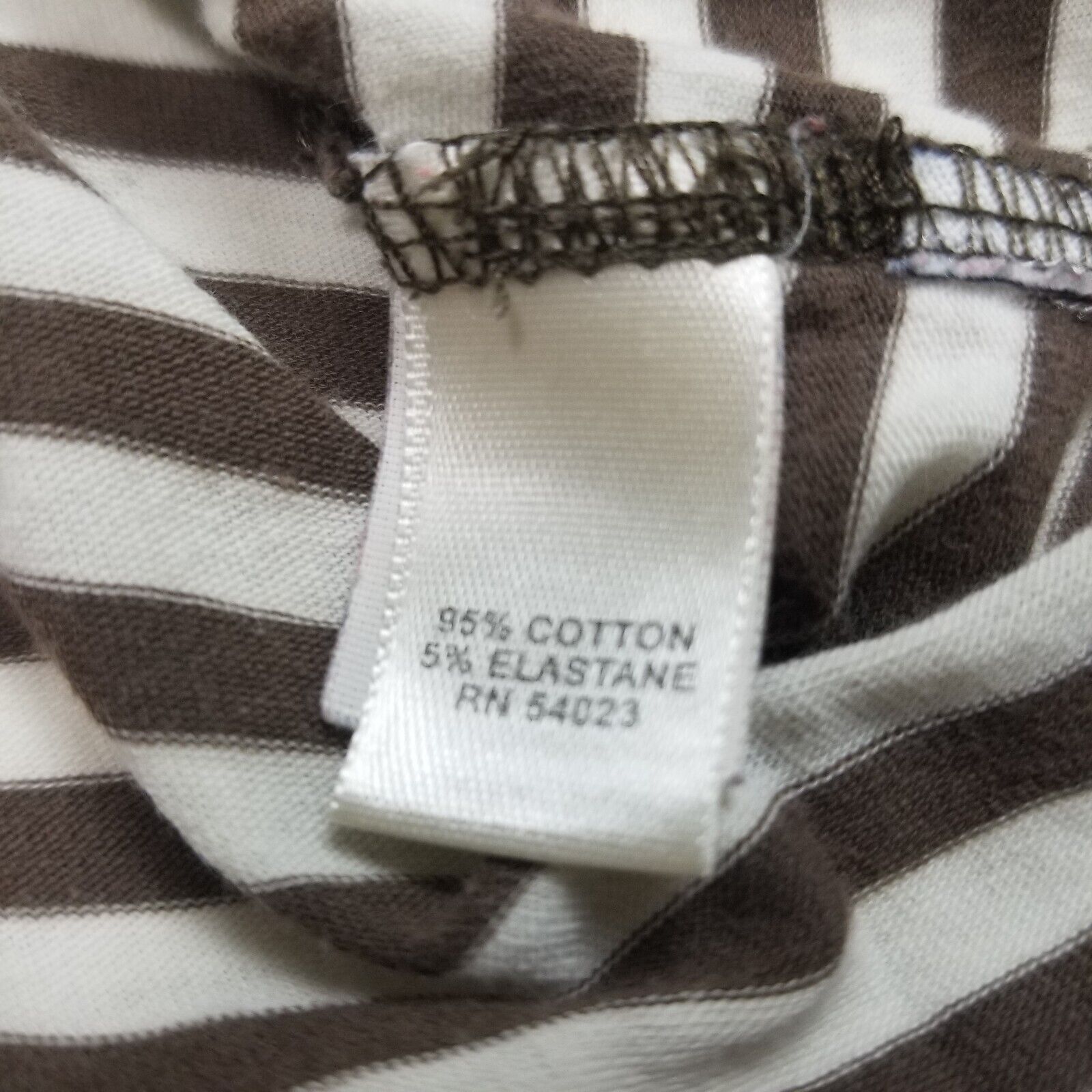 Banana Republic Women's Medium Short Sleeve Top Brown White Striped Casual Shirt