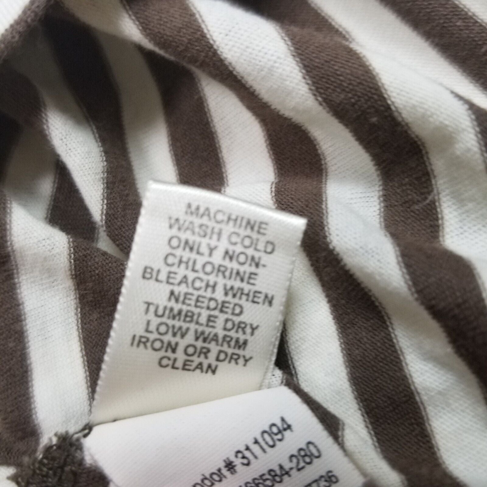Banana Republic Women's Medium Short Sleeve Top Brown White Striped Casual Shirt