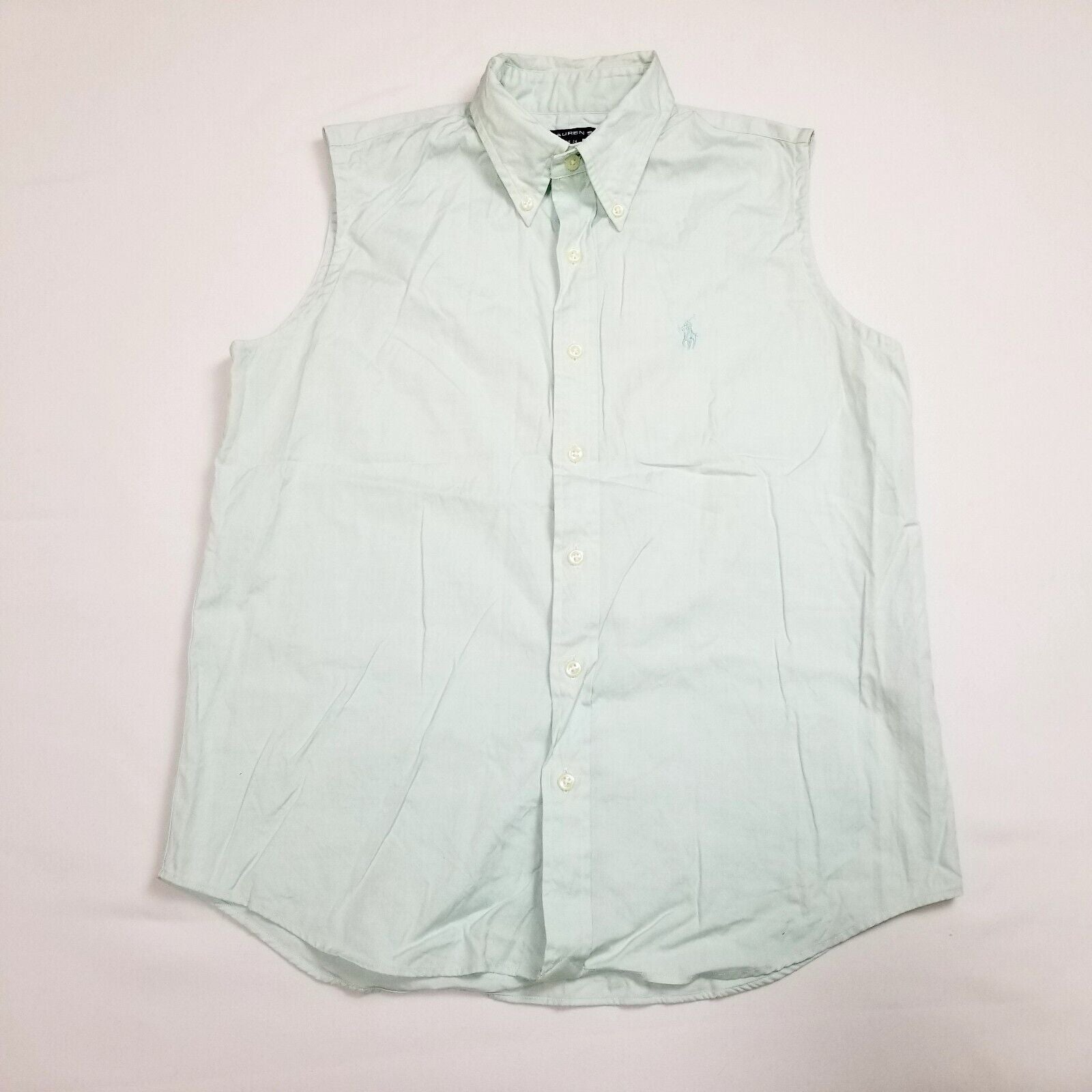 Vintage Ralph Lauren Sport Women's S/6 Sleeveless Top Light Green Shirt Blouse