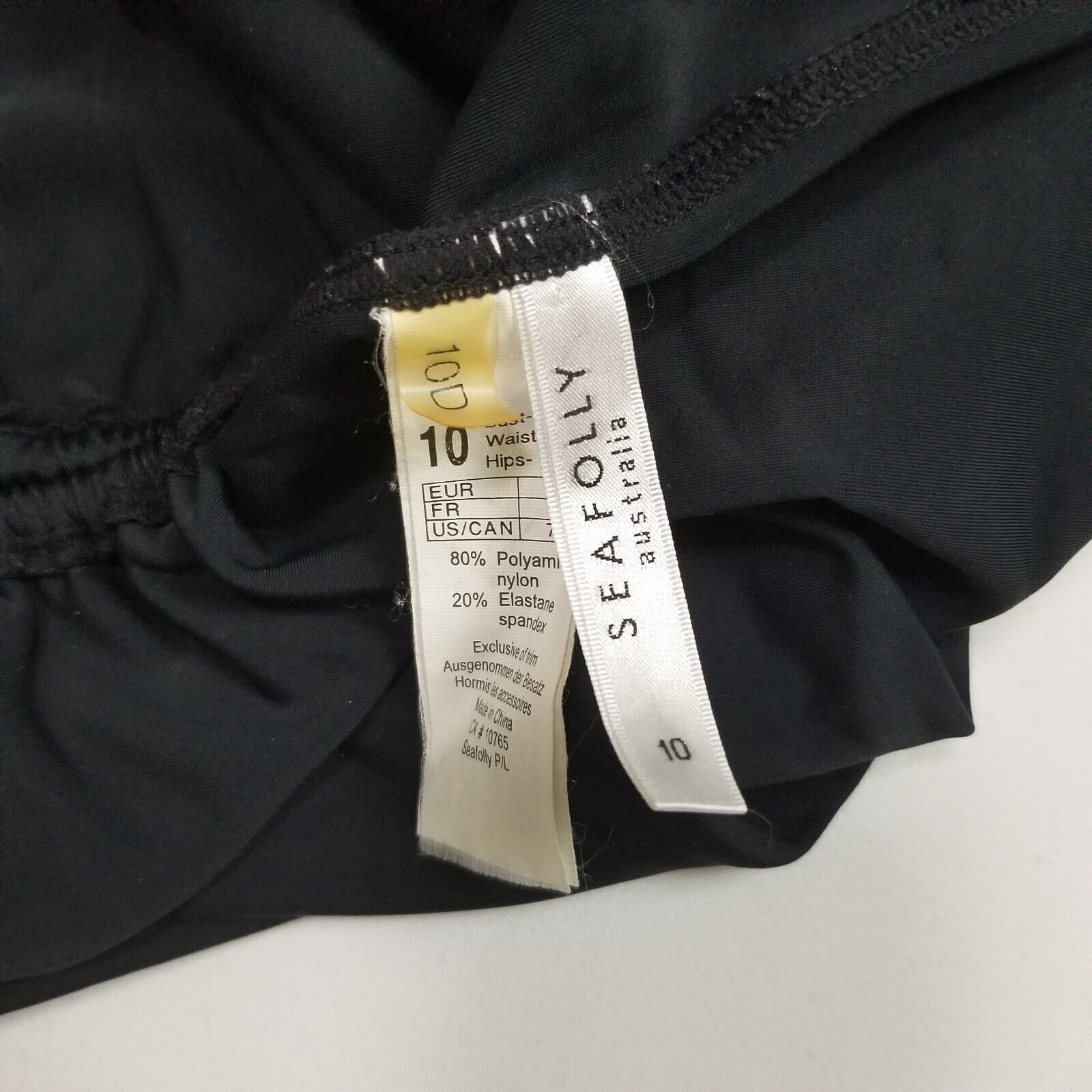 Seafolly Australia Women's 10 Black Swimwear Full Top Stretchy Swim Wear Tank
