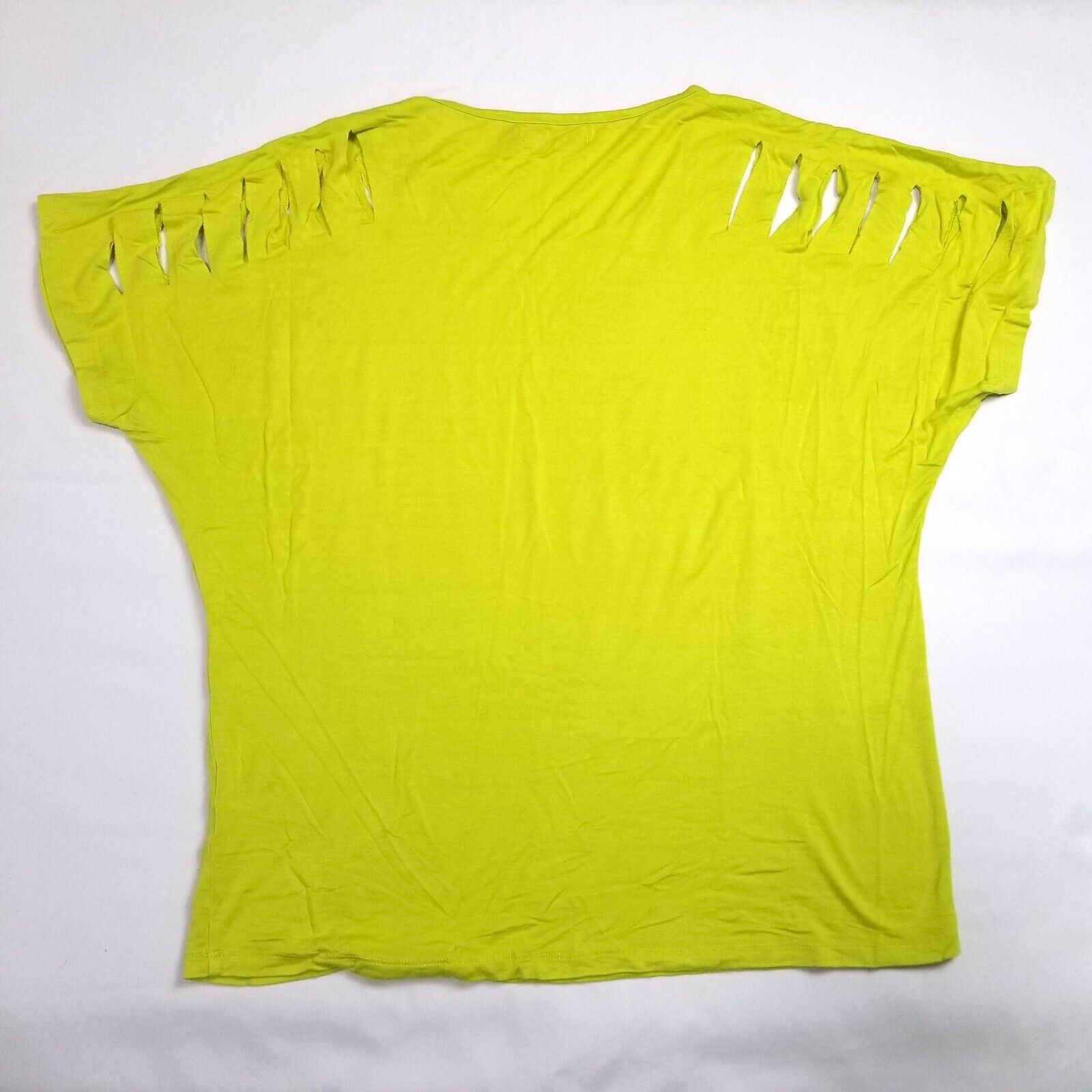 Curvy Women's 12 Lime Green Blouse Top Shirt Cap Sleeves Stretchy Cotton Blend