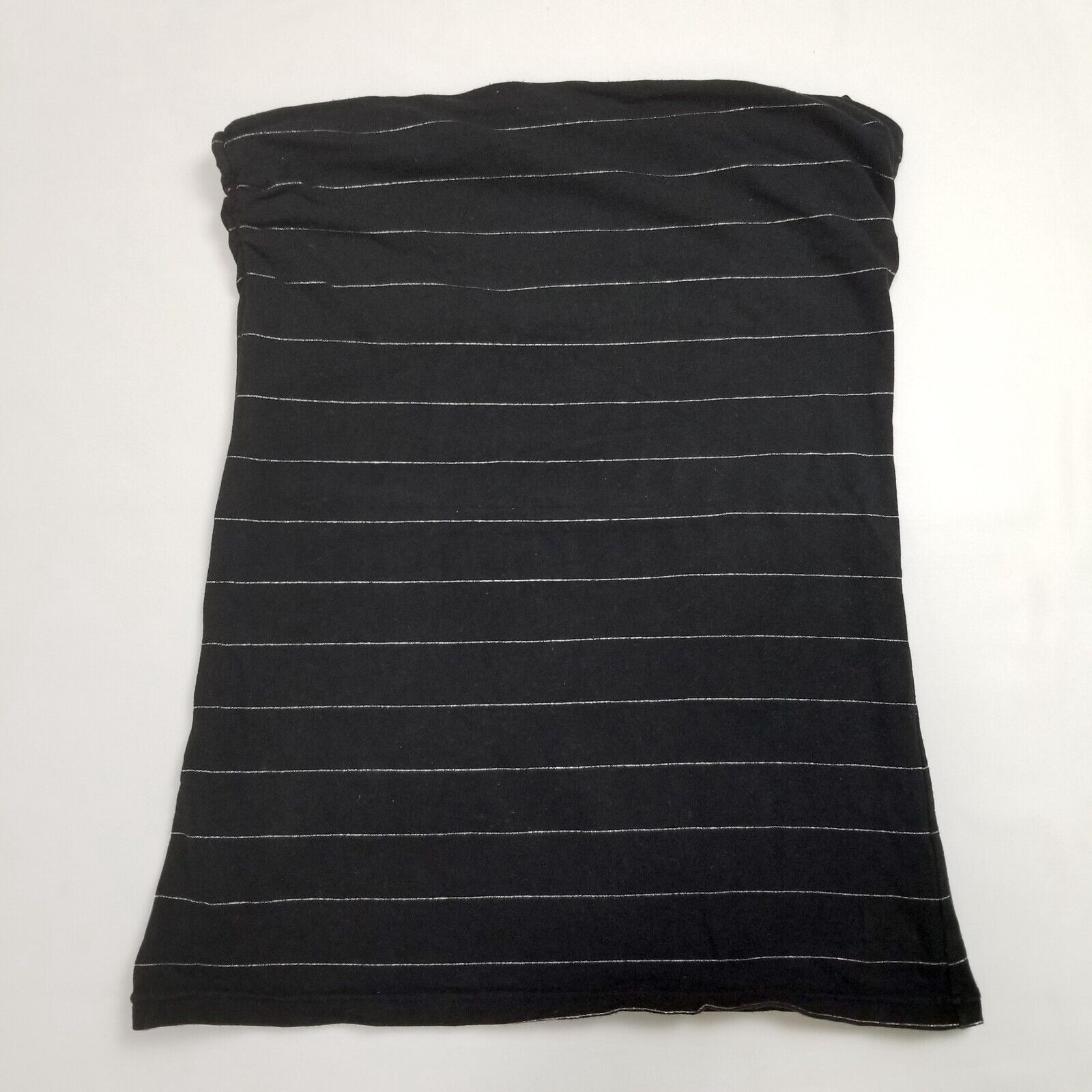 Cotton On Women's L Black Silver Striped Boob Tube Blouse Top Built-In Support