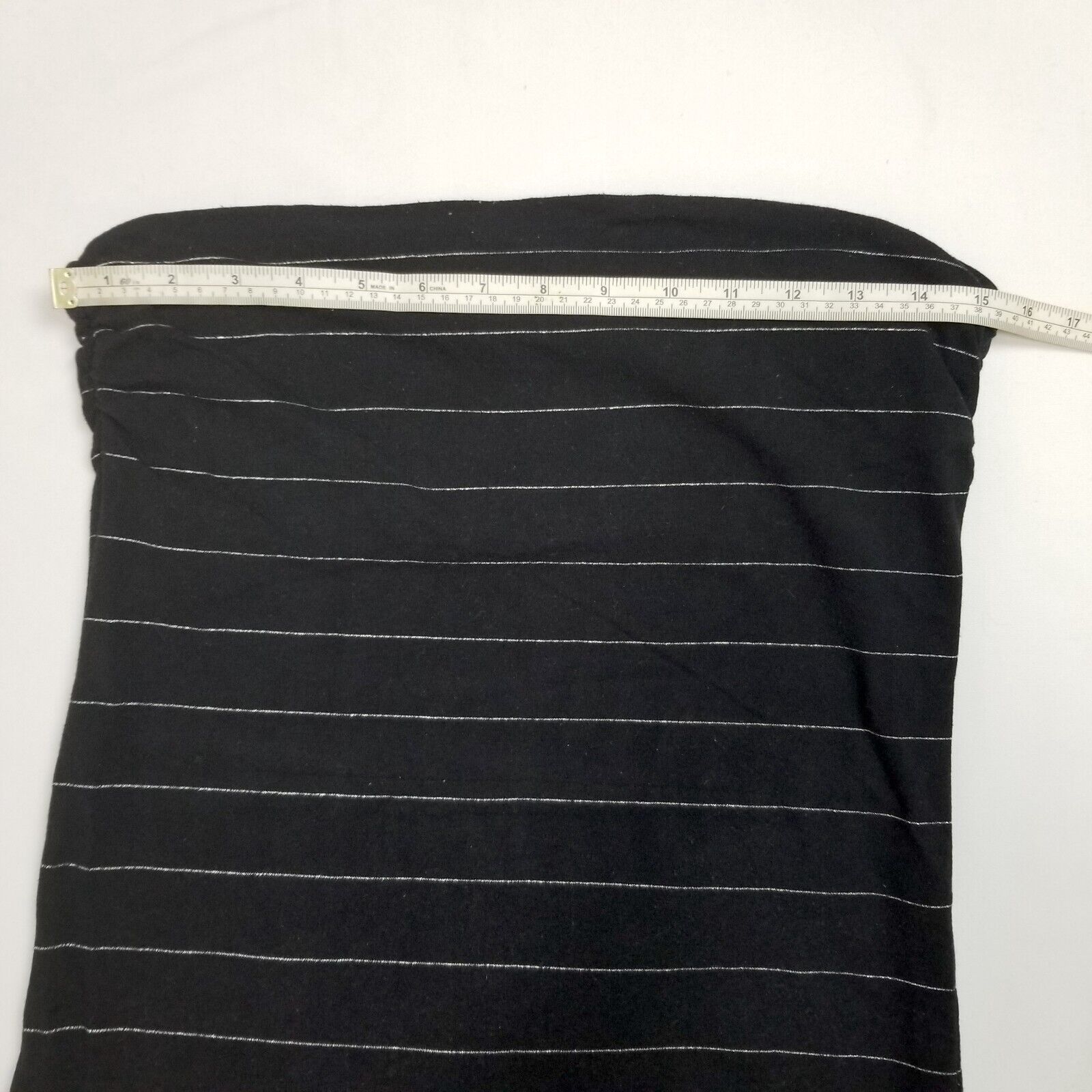 Cotton On Women's L Black Silver Striped Boob Tube Blouse Top Built-In Support